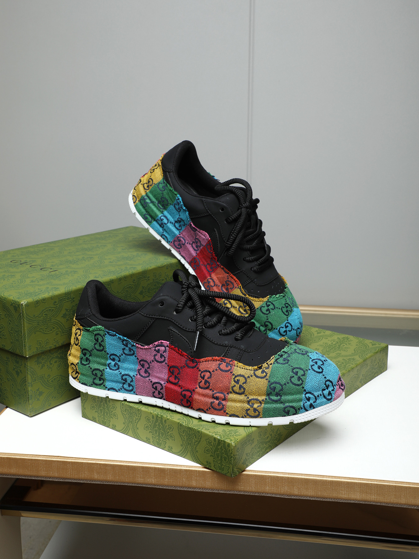 Gucci Rainbow Monogram Sneakers - Leather Upper, Comfortable Fit (Sizes 38-44) 5 i1742634136674 3638 0 3