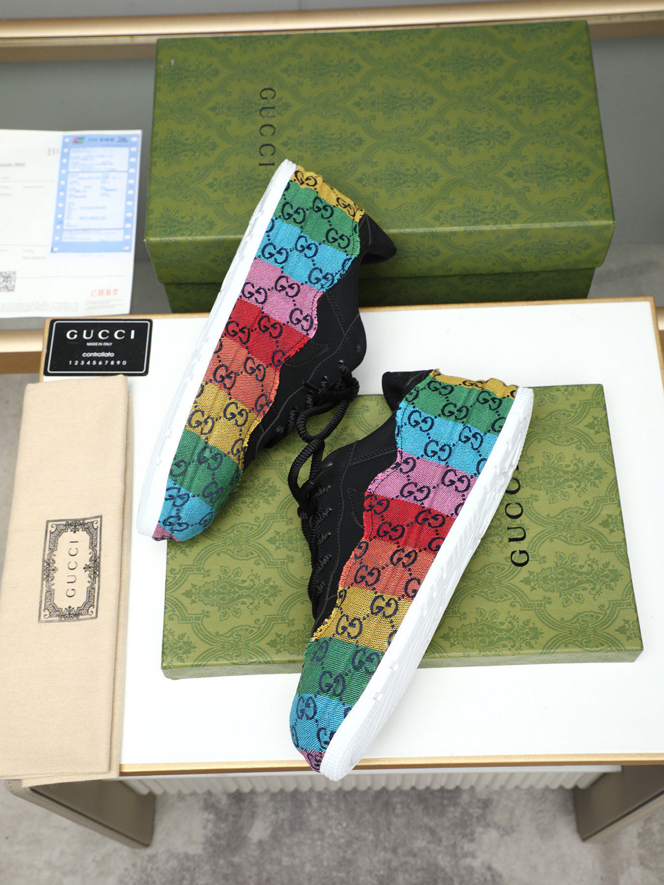 Gucci Rainbow Monogram Sneakers - Leather Upper, Comfortable Fit (Sizes 38-44) 7 i1742634136716 3224 0 5