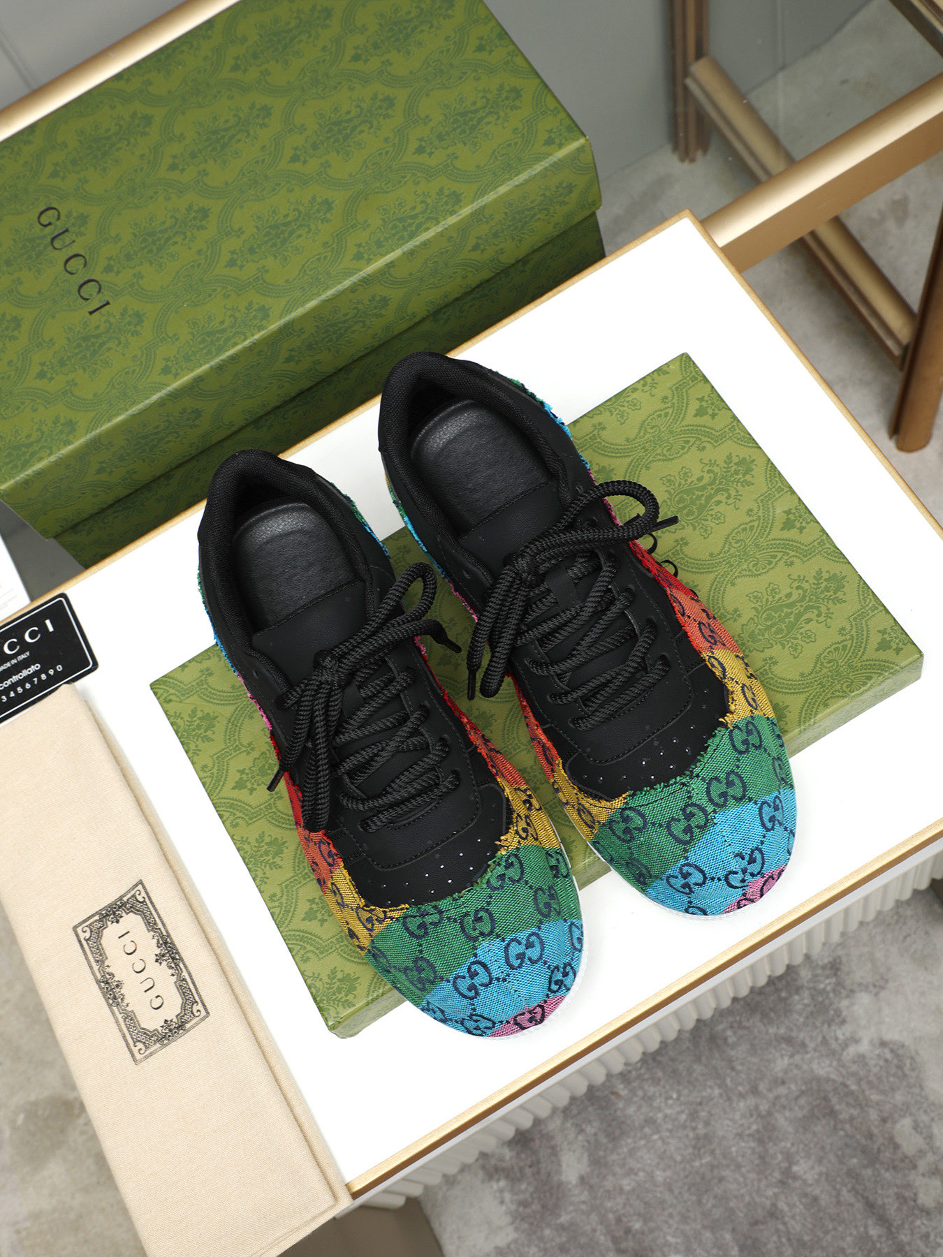 Gucci Rainbow Monogram Sneakers - Leather Upper, Comfortable Fit (Sizes 38-44) 8 i1742634136749 9120 0 6