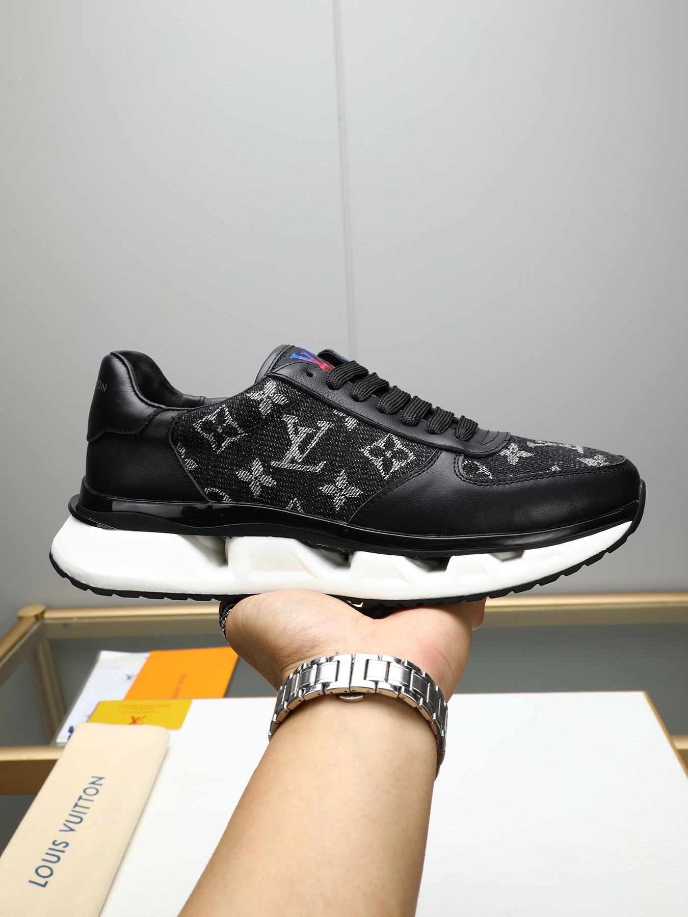 Louis Vuitton Men's Trainer Sneaker in Monogram Textile and Leather 1 Louis Vuitton Men's Trainer Sneaker in Monogram Textile and Leather