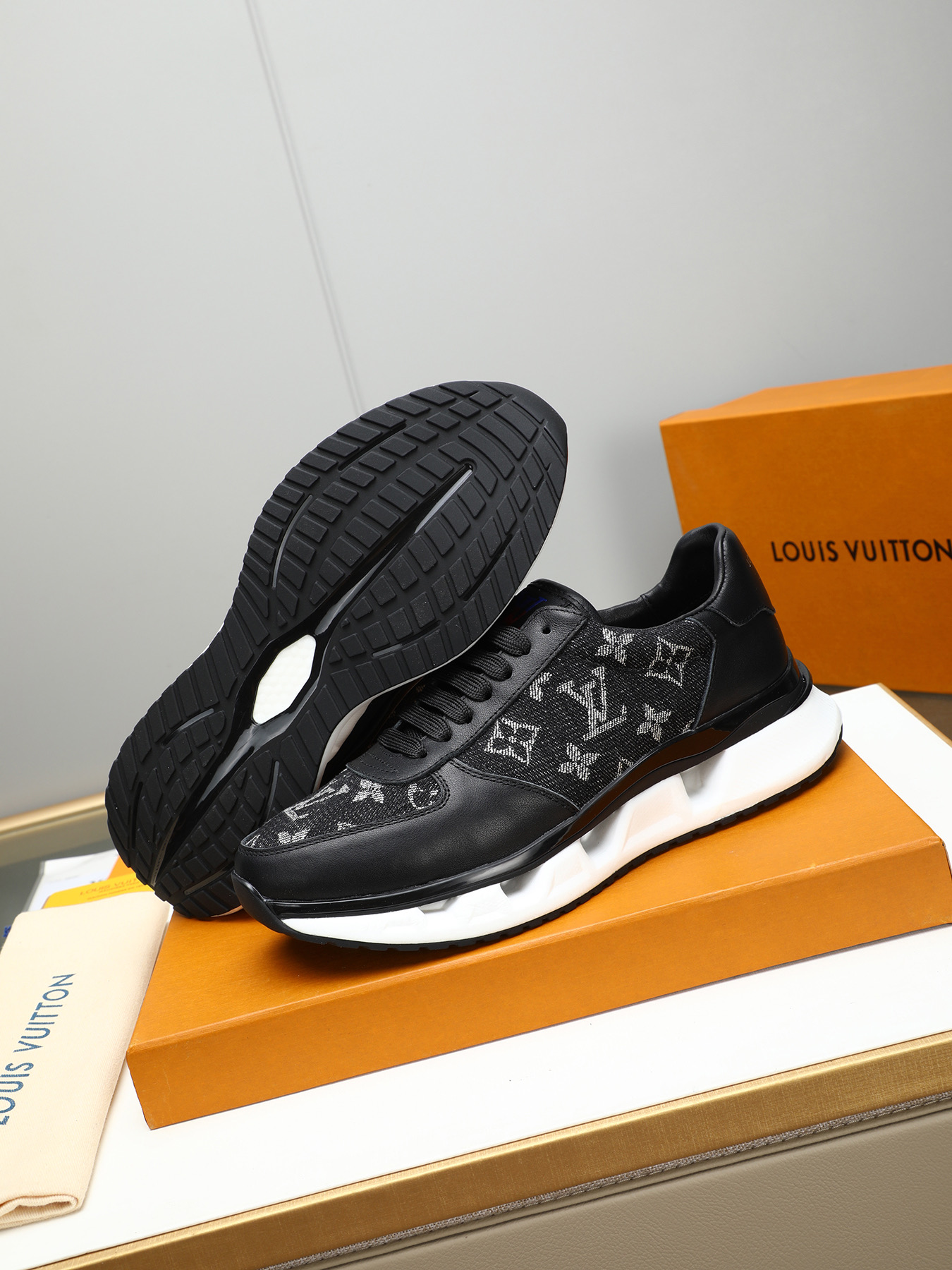 Louis Vuitton Men's Trainer Sneaker in Monogram Textile and Leather 4 i1743235584609 3219 0 2