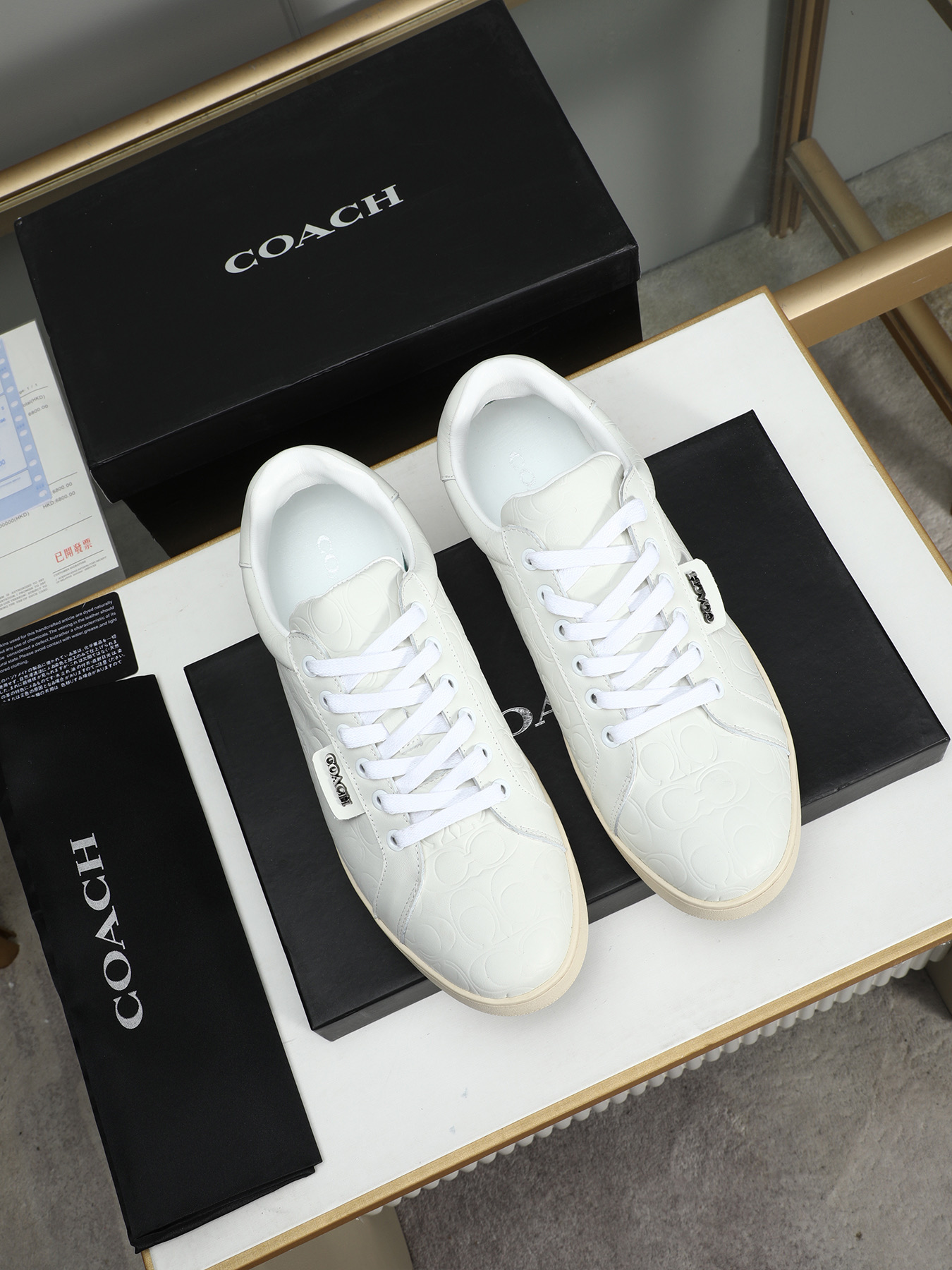 Coach Men's Low Top Leather Sneakers Casual Lace-Up Fashion White 10 i1743526501239 8614 0 8