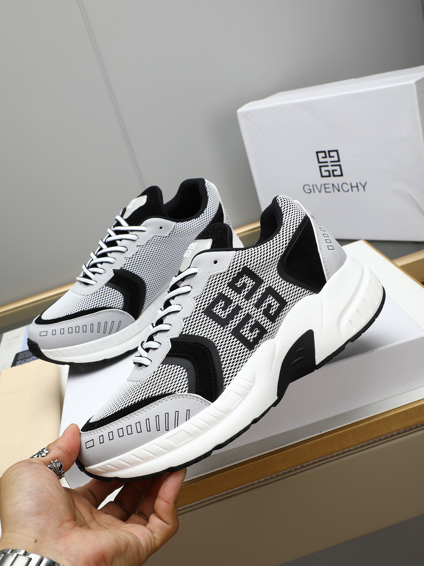 Givenchy Men's Giv 1 Runner Sneakers Calfskin and Breathable Mesh 3 i1744102748936 3603 0 1