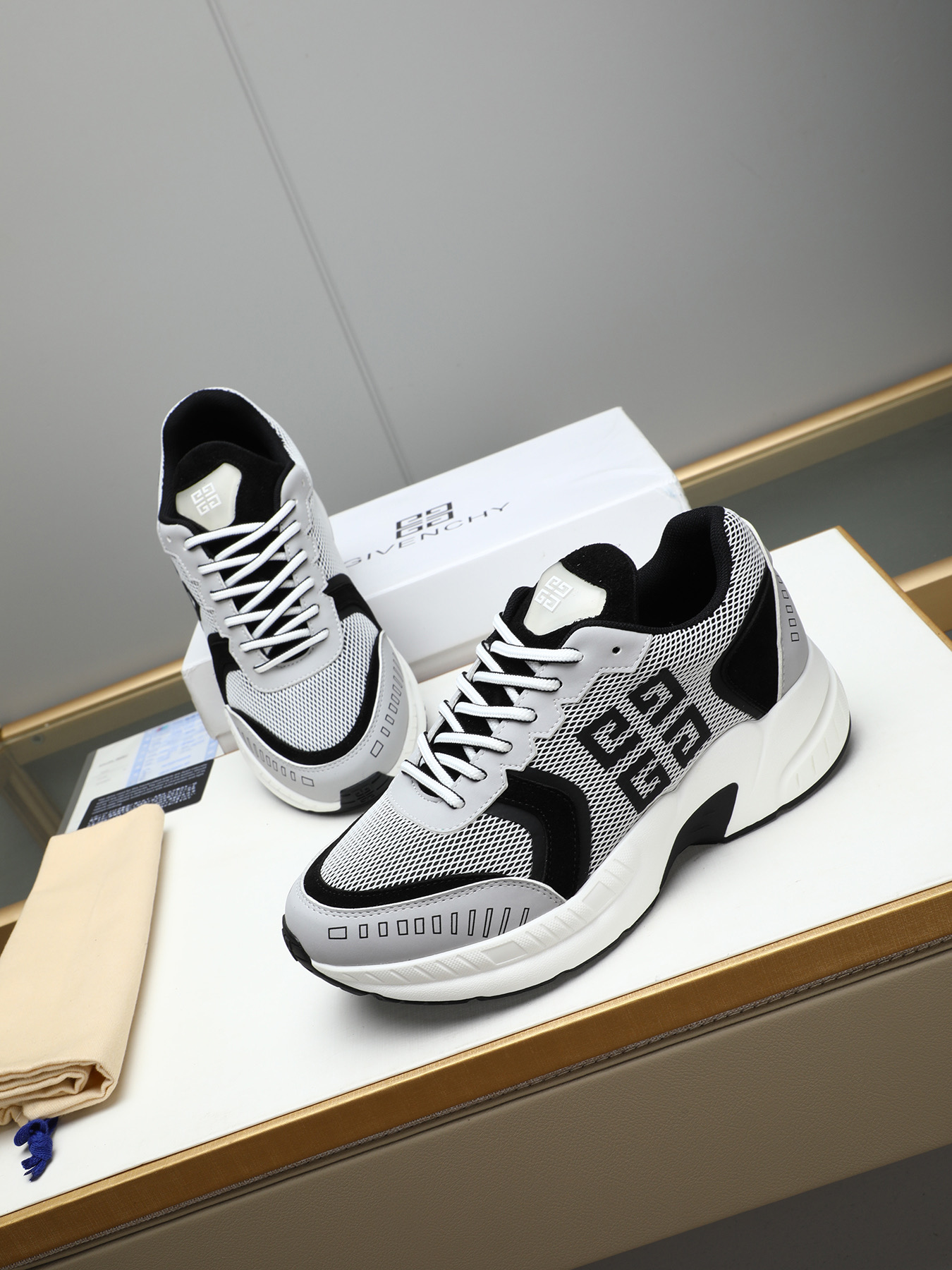 Givenchy Men's Giv 1 Runner Sneakers Calfskin and Breathable Mesh 9 i1744102750266 4934 0 7