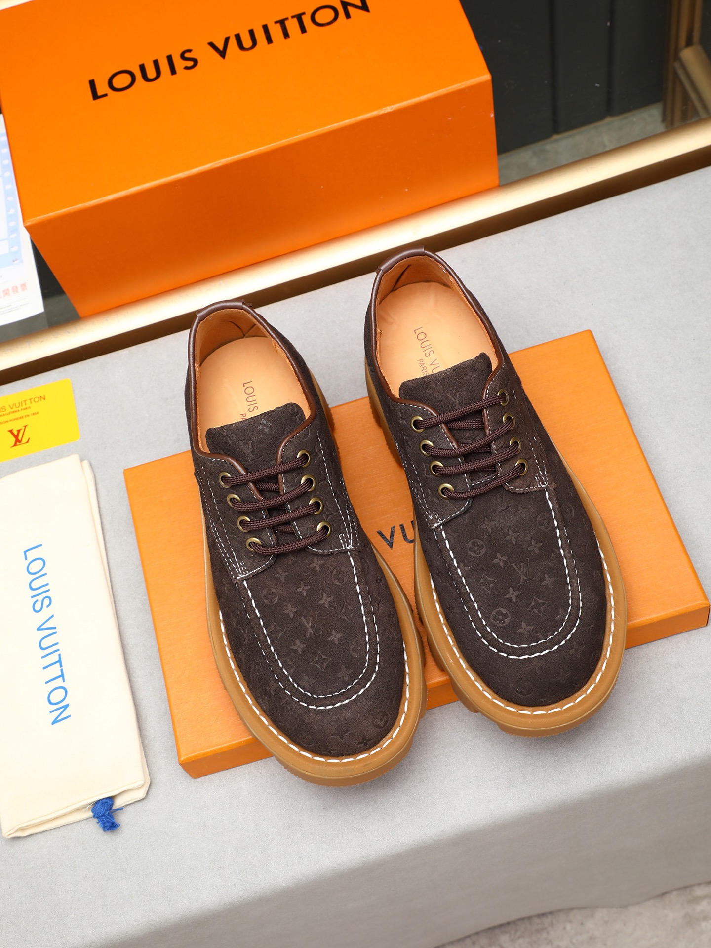 Louis Vuitton Checkerboard Suede Oxfords with Thick Treaded Sole, Sizes 39-44 9 i1744445353997 3581 0 7