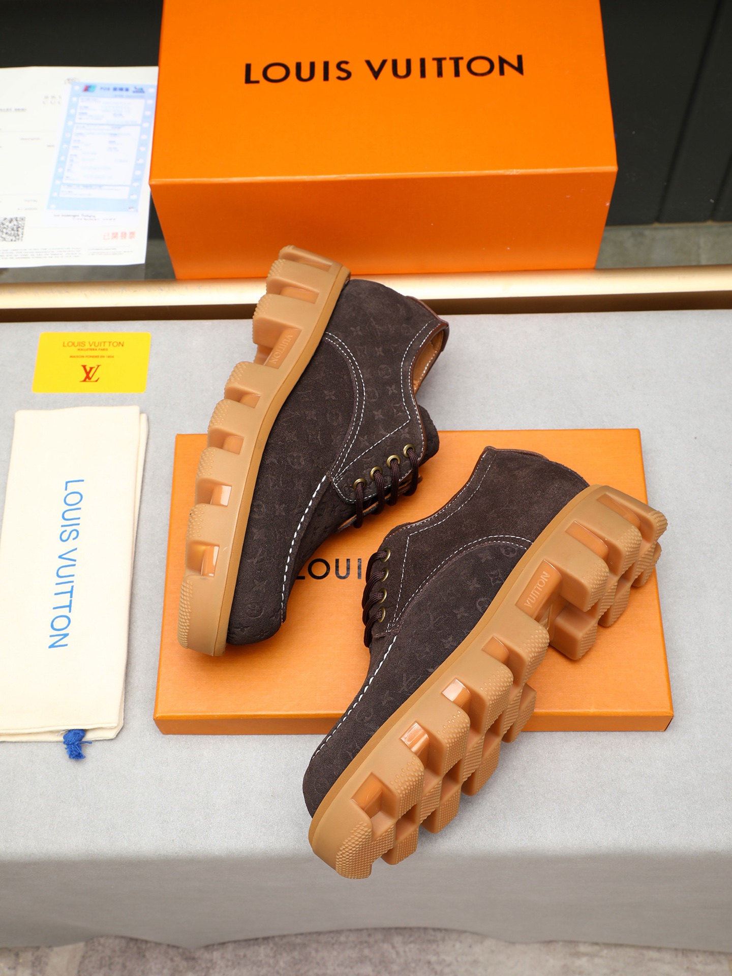 Louis Vuitton Checkerboard Suede Oxfords with Thick Treaded Sole, Sizes 39-44 8 i1744445354008 1531 0 6