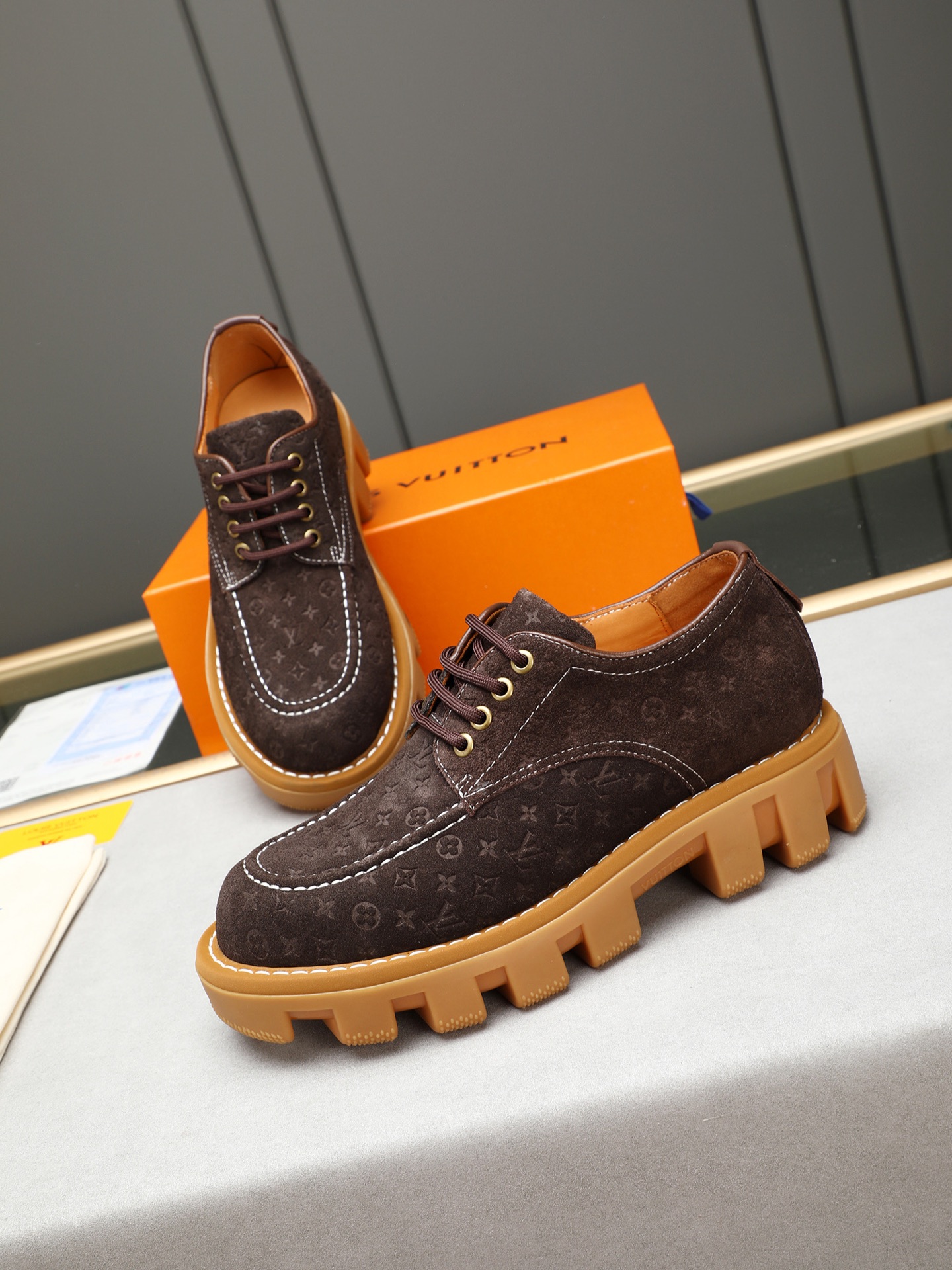 Louis Vuitton Checkerboard Suede Oxfords with Thick Treaded Sole, Sizes 39-44 10 i1744445354657 6158 0 8