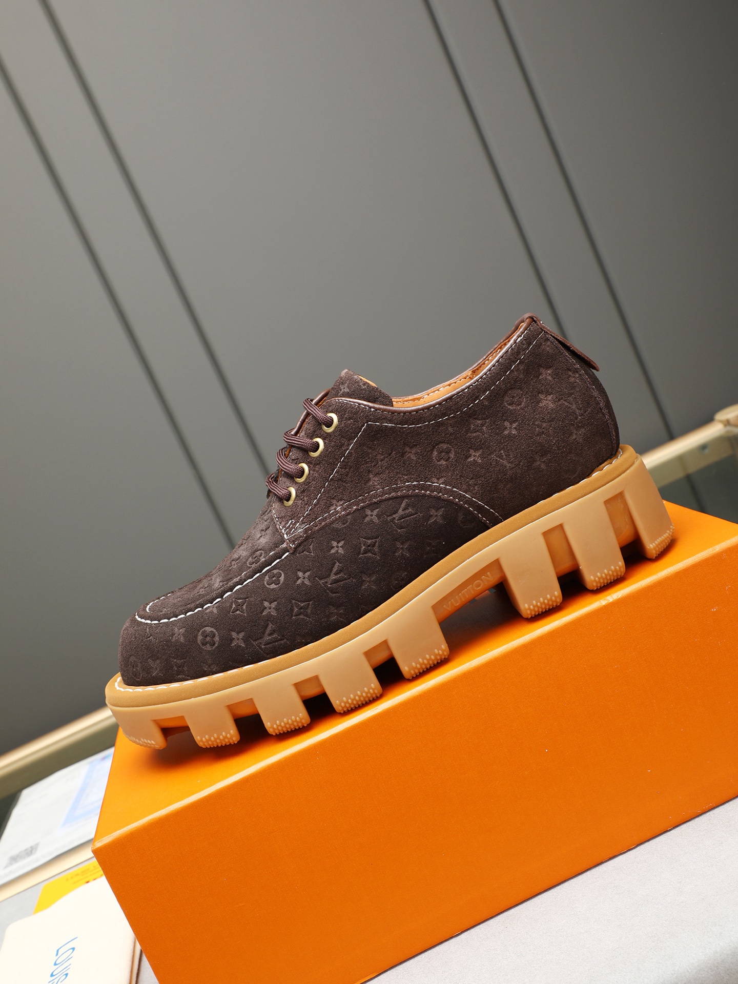 Louis Vuitton Checkerboard Suede Oxfords with Thick Treaded Sole, Sizes 39-44 7 i1744445354684 923 0 5