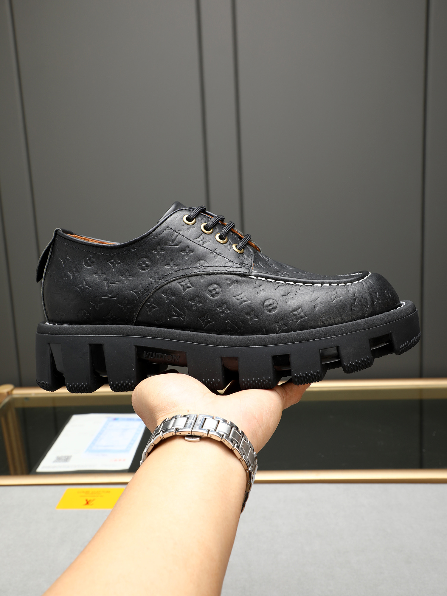Louis Vuitton Checkerboard Embossed Leather Oxford Platform Shoes 1 Louis Vuitton Checkerboard Embossed Leather Oxford Platform Shoes