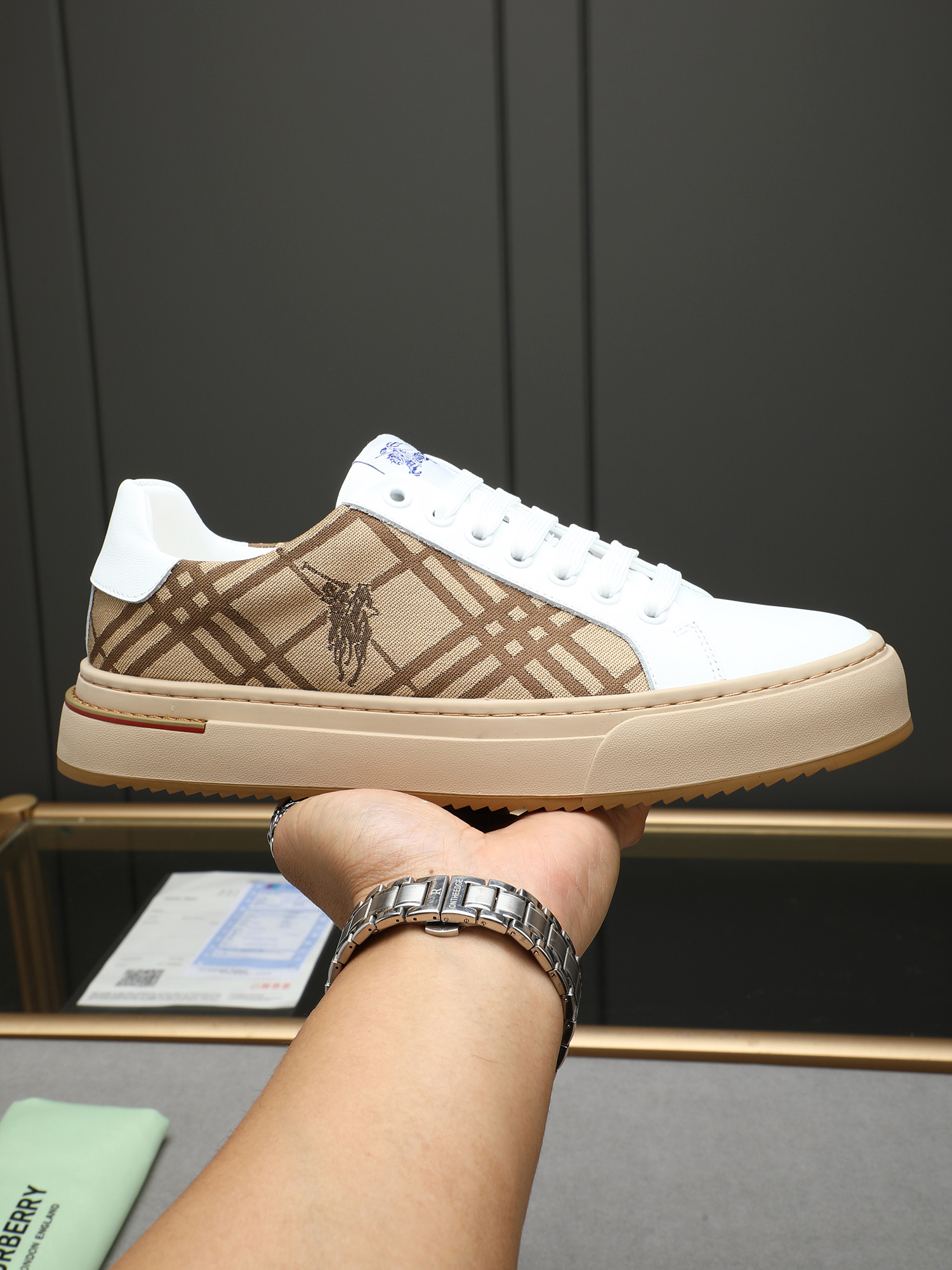 Burberry Men's Casual Sneakers in Check Leather with Rubber Sole 2 i1744624626685 4939 0 0