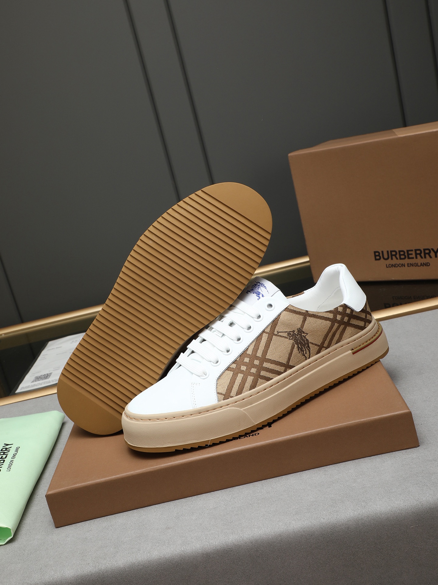Burberry Men's Casual Sneakers in Check Leather with Rubber Sole 4 i1744624626910 6363 0 2