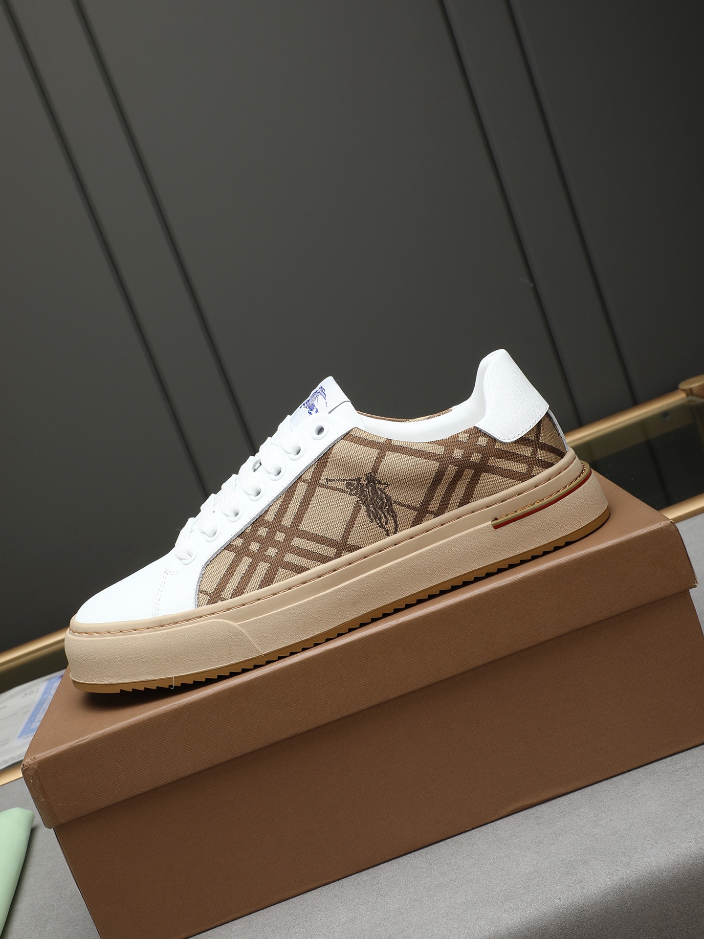 Burberry Men's Casual Sneakers in Check Leather with Rubber Sole 7 i1744624626916 9771 0 5
