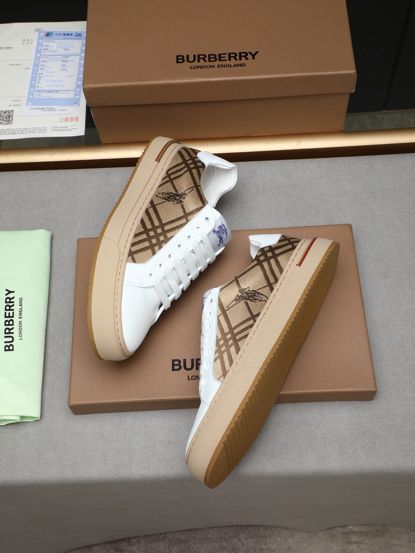Burberry Men's Casual Sneakers in Check Leather with Rubber Sole 9 i1744624627693 9140 0 7