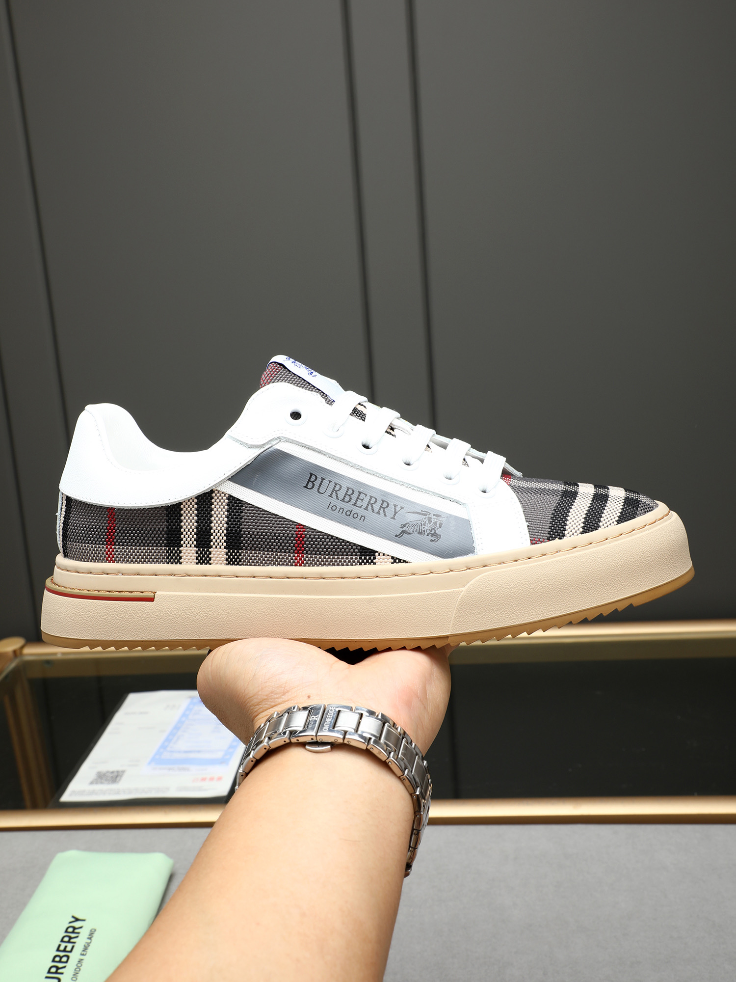 Burberry Men's Check Canvas and Leather Sneakers - Casual, Comfortable, Stylish 2 i1744624679000 1816 0 0