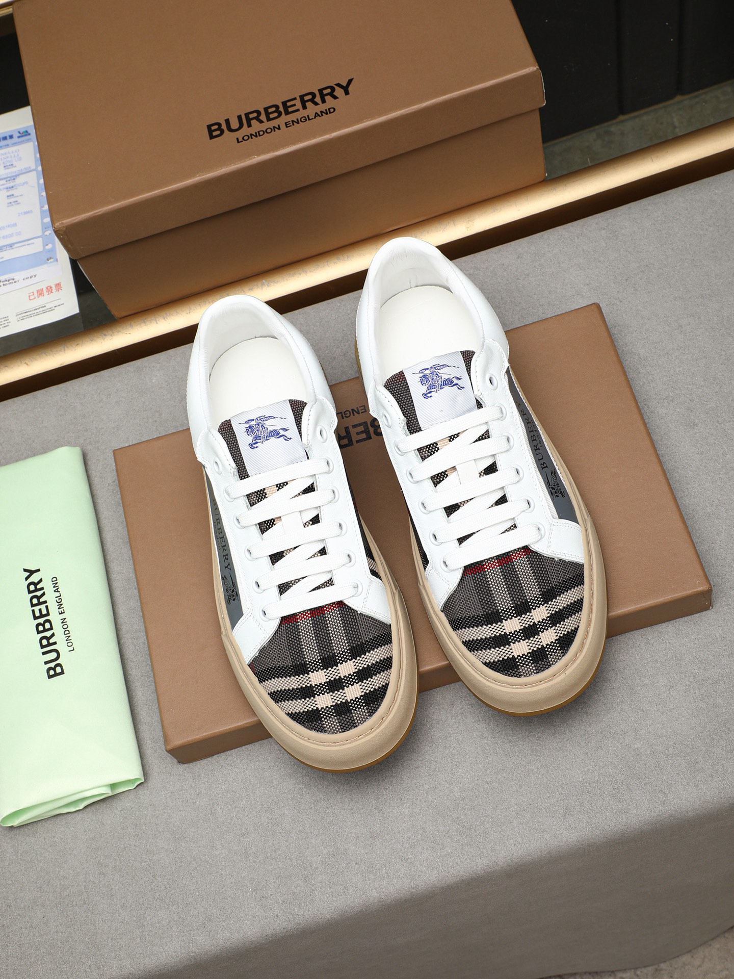 Burberry Men's Check Canvas and Leather Sneakers - Casual, Comfortable, Stylish 10 i1744624679303 7561 0 8