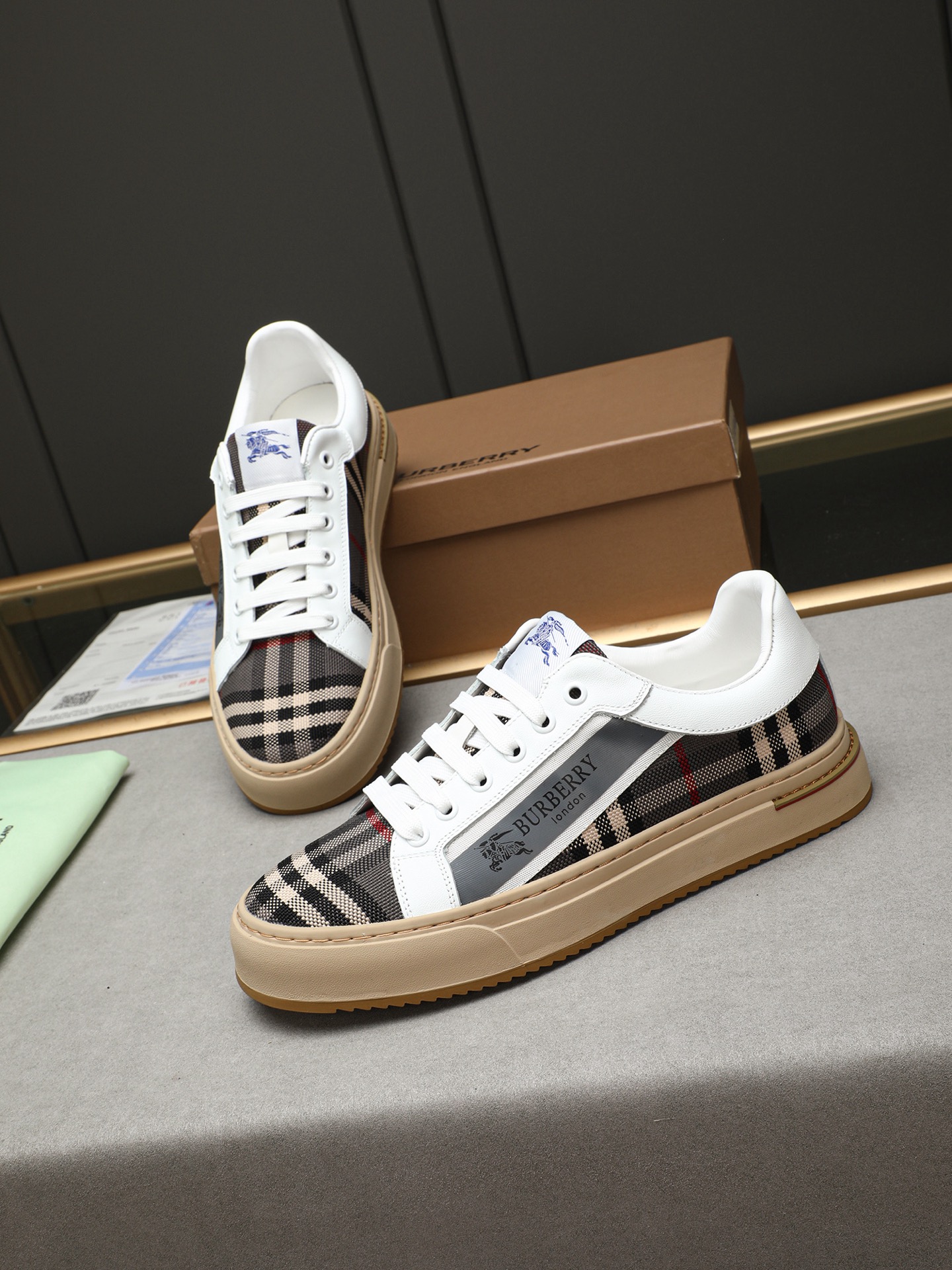 Burberry Men's Check Canvas and Leather Sneakers - Casual, Comfortable, Stylish 9 i1744624680068 7389 0 7