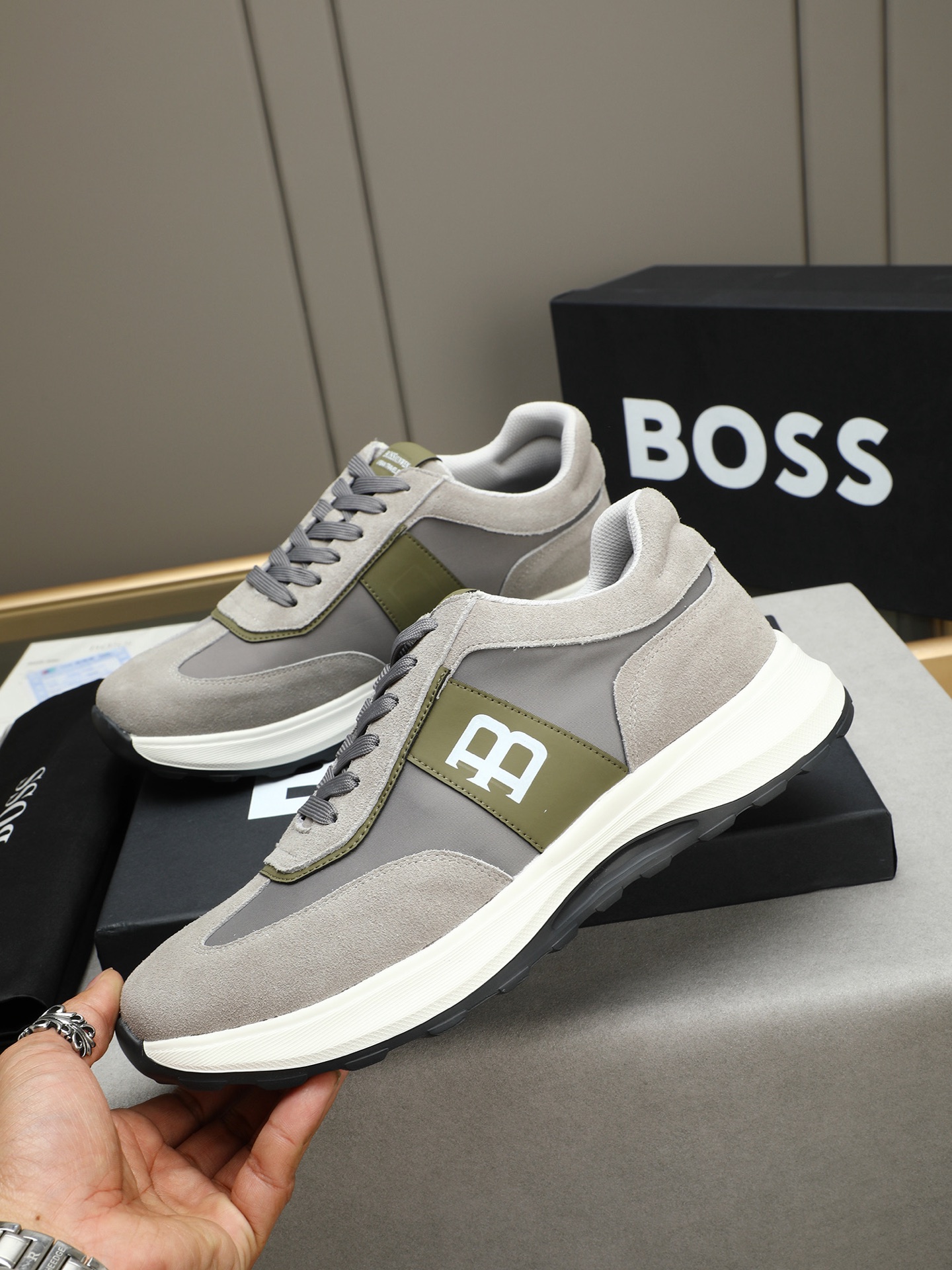 BOSS Men's Stylish Lace-Up Sneakers in Gray, Comfortable & Lightweight 3 i1744796104795 3786 0 1