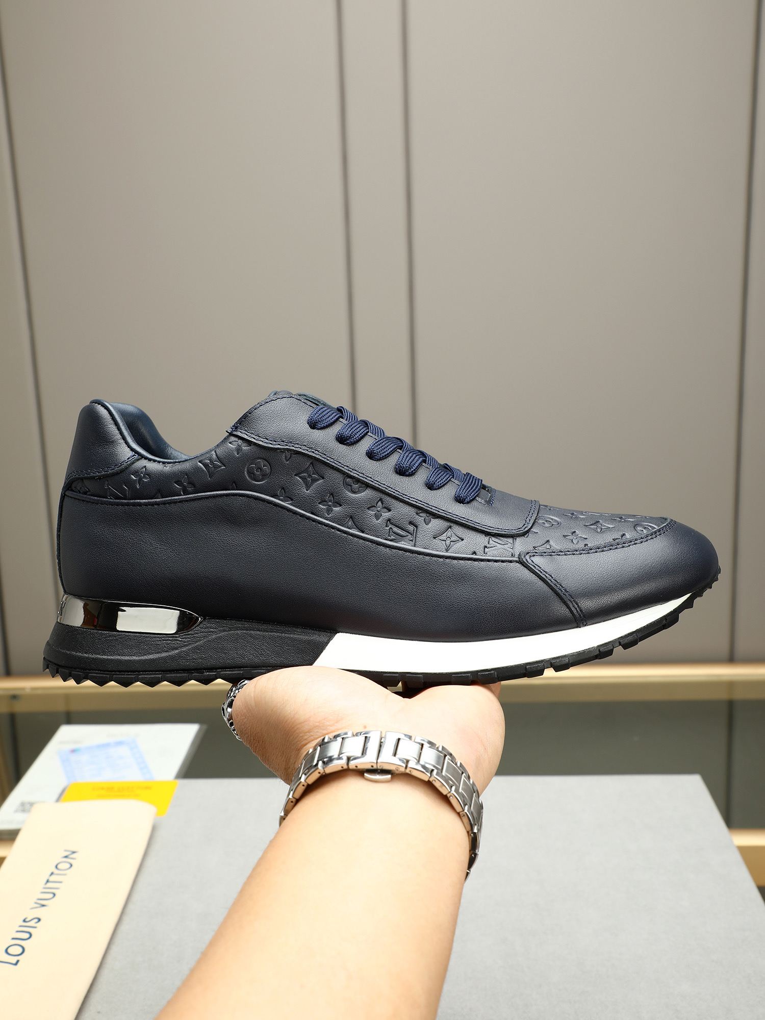 Louis Vuitton Men's Leather Run Away Sneakers Embossed Monogram - Stylish & Comfy 1 Louis Vuitton Men's Leather Run Away Sneakers Embossed Monogram - Stylish & Comfy