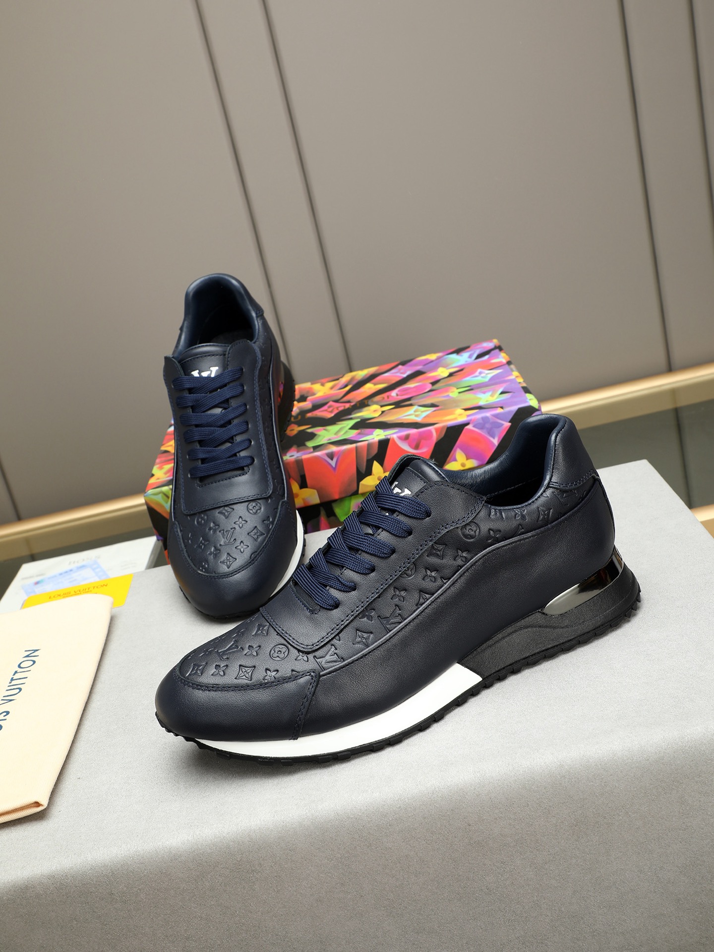 Louis Vuitton Men's Leather Run Away Sneakers Embossed Monogram - Stylish & Comfy 10 i1744796394004 205 0 8