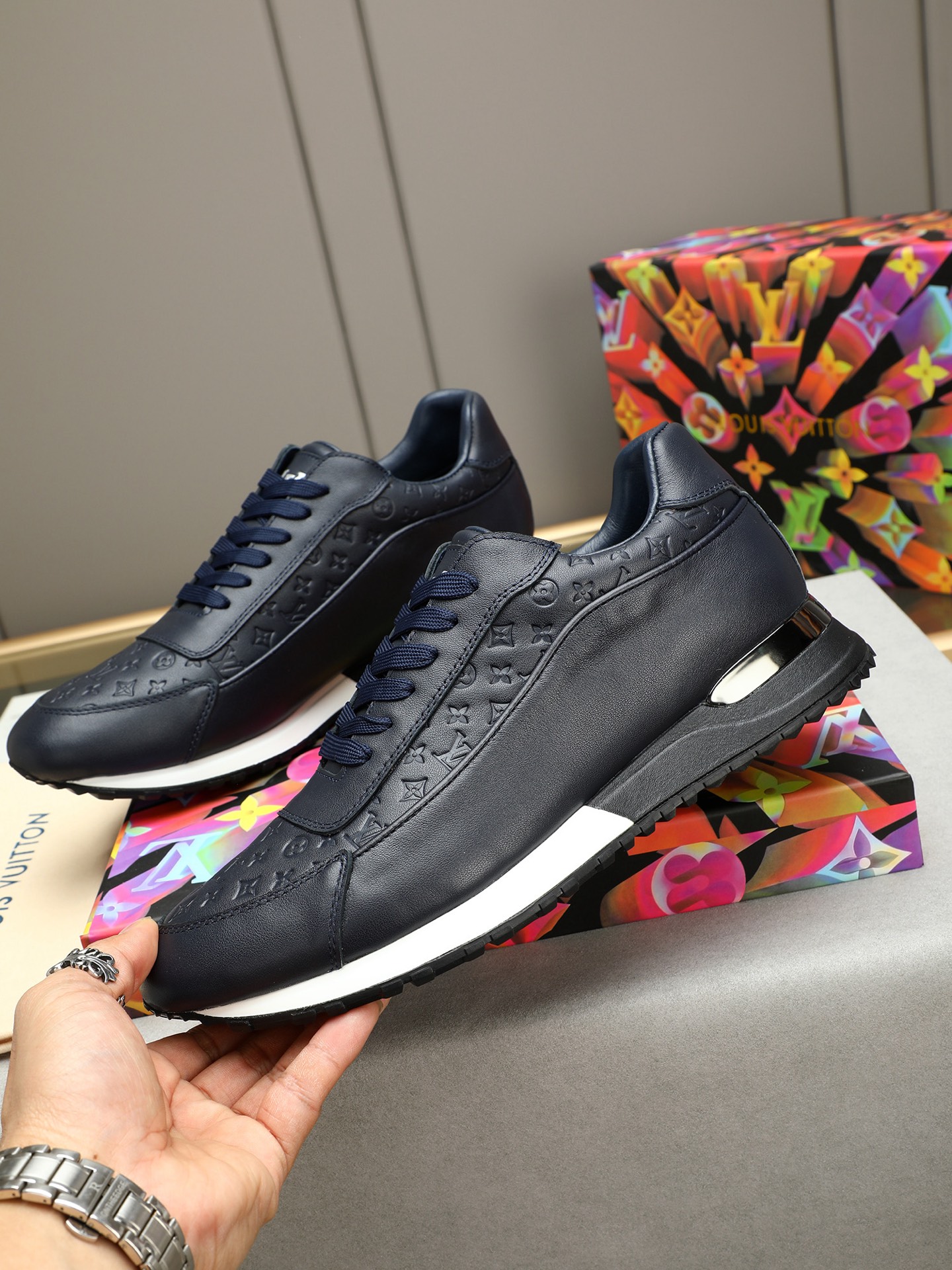 Louis Vuitton Men's Leather Run Away Sneakers Embossed Monogram - Stylish & Comfy 3 i1744796395958 4533 0 1