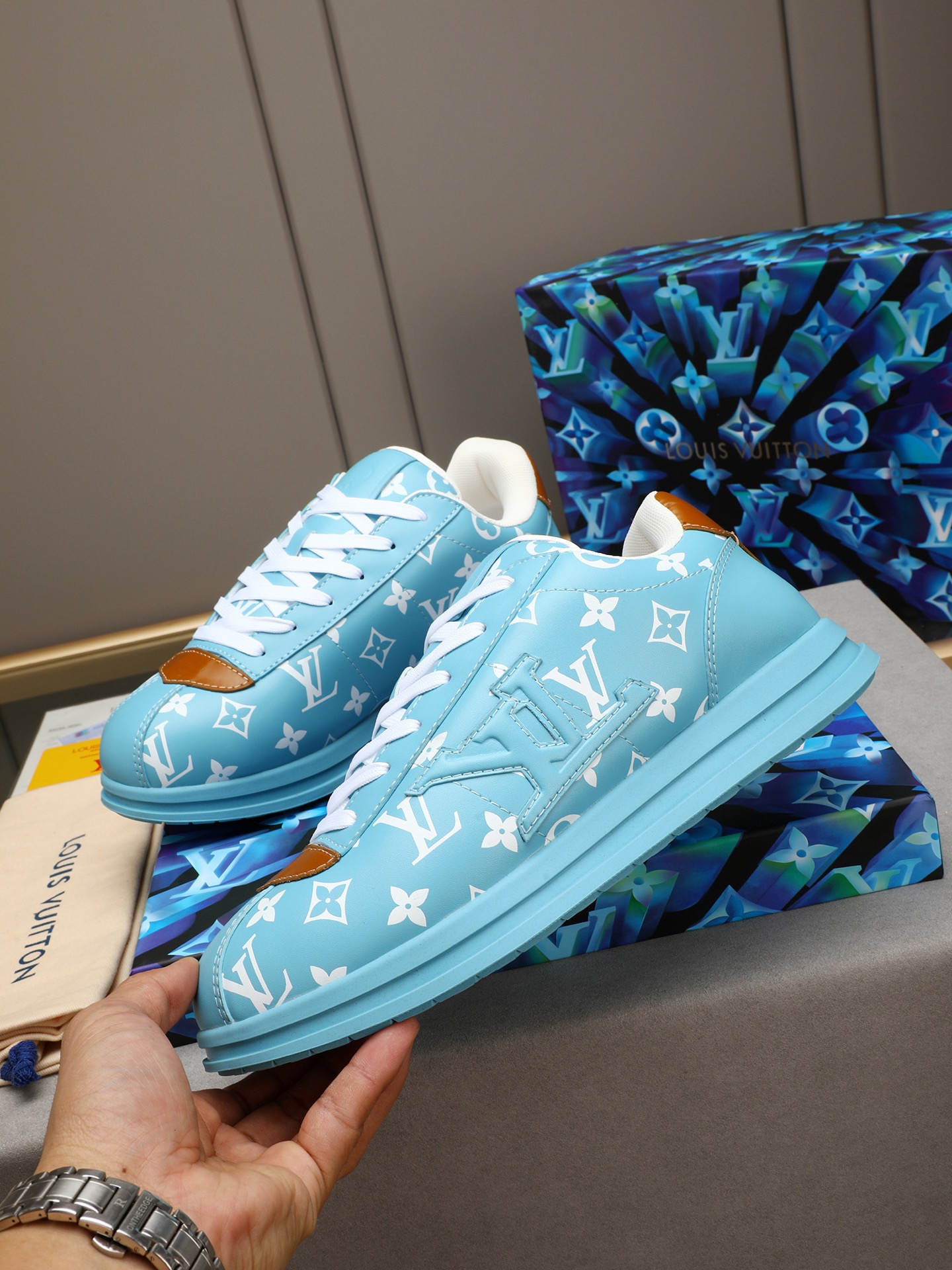Louis Vuitton Blue Runner Tatic Sneakers Monogram Leather Casual Shoes 3 i1745131985632 9378 0 1