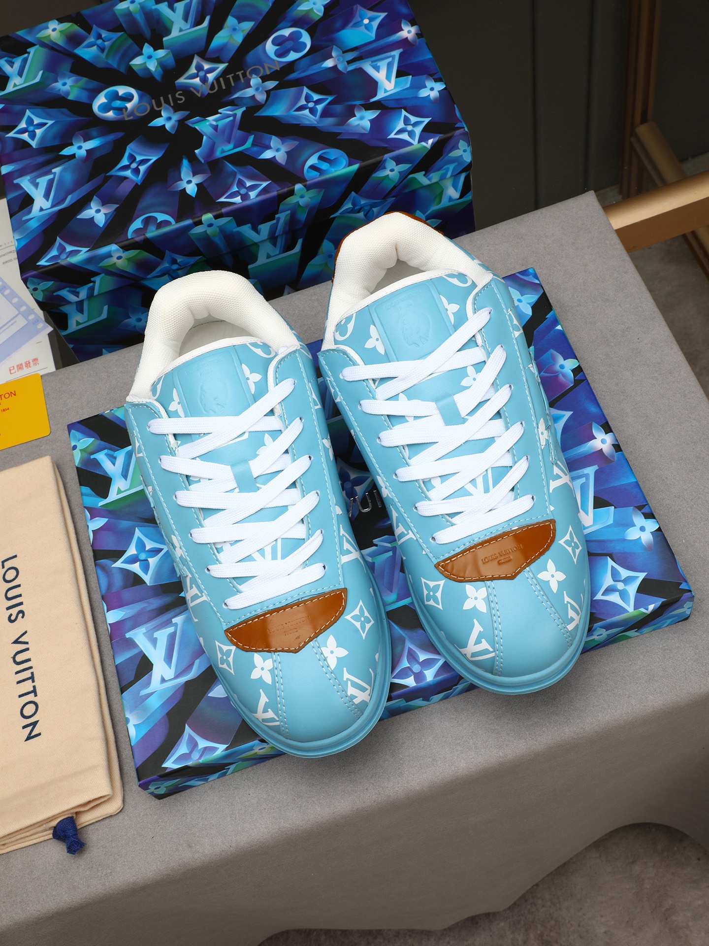 Louis Vuitton Blue Runner Tatic Sneakers Monogram Leather Casual Shoes 9 i1745131985649 6948 0 7