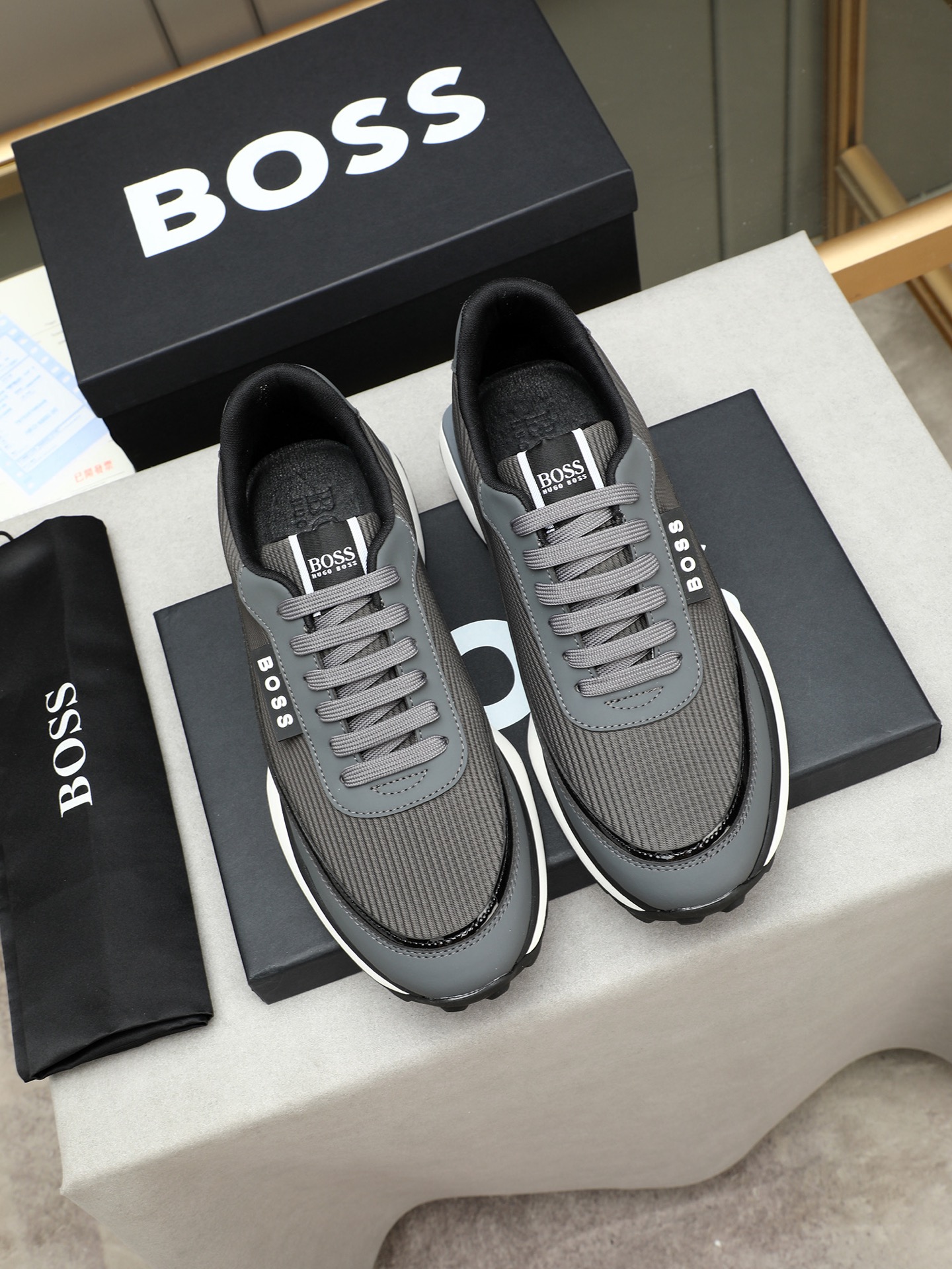 BOSS Men's Stylish Gray Leather Sneakers - Comfortable & Durable, Sizes 38-44 9 i1745312451580 8675 0 7