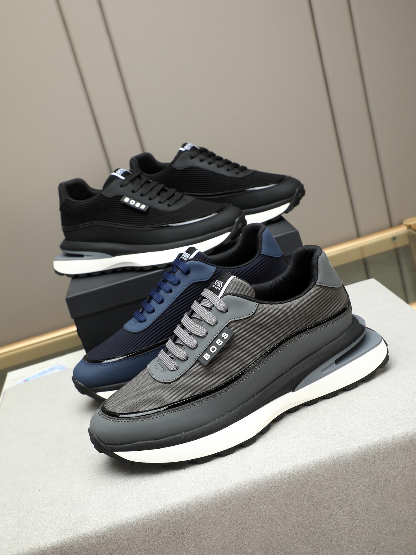 BOSS Men's Stylish Gray Leather Sneakers - Comfortable & Durable, Sizes 38-44 10 i1745312451581 7321 0 8
