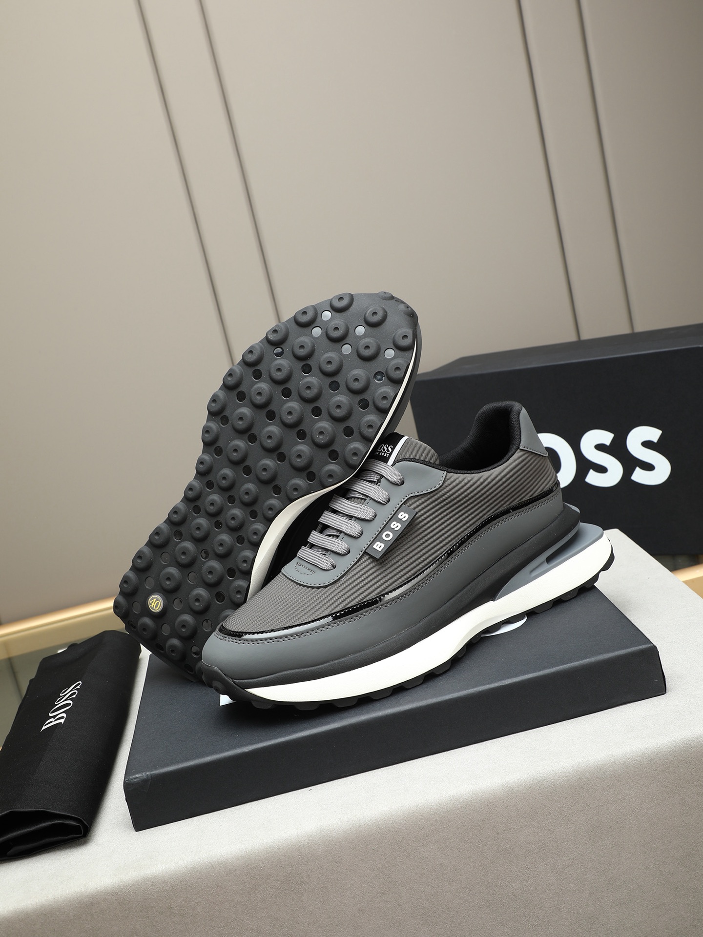 BOSS Men's Stylish Gray Leather Sneakers - Comfortable & Durable, Sizes 38-44 4 i1745312452503 7116 0 2