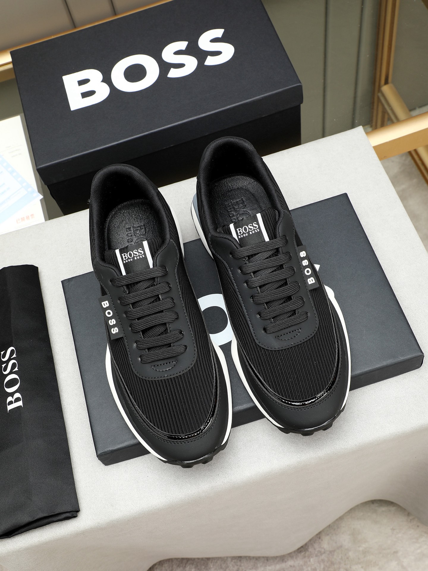 BOSS Men's Leather Sneakers - Comfortable, Stylish, and Versatile black Shoes 10 i1745312481765 4951 0 8