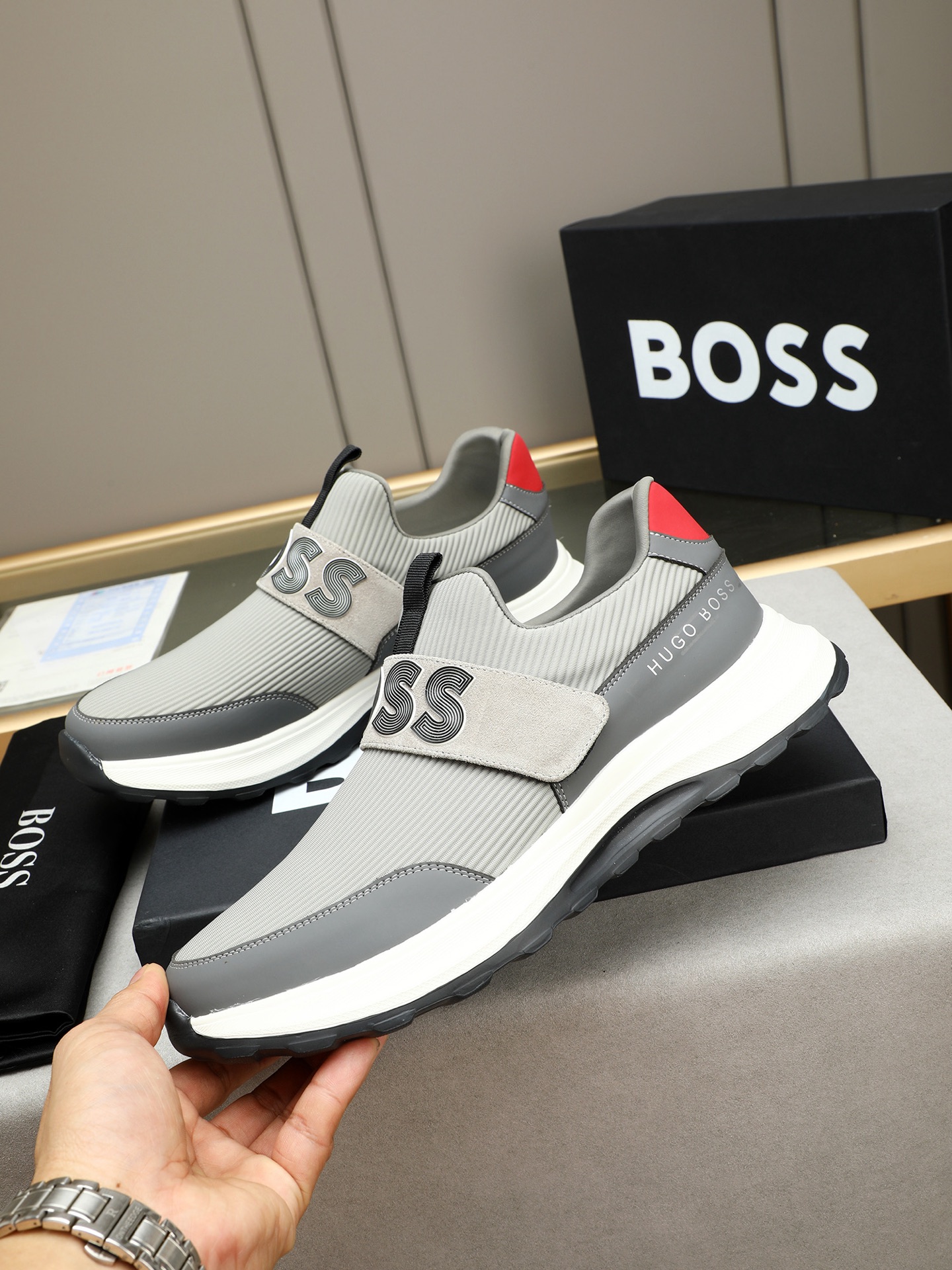 HUGO BOSS Men's Leather Slip-On Sneakers Comfortable Casual Shoes 3 i1745312692772 7261 0 1
