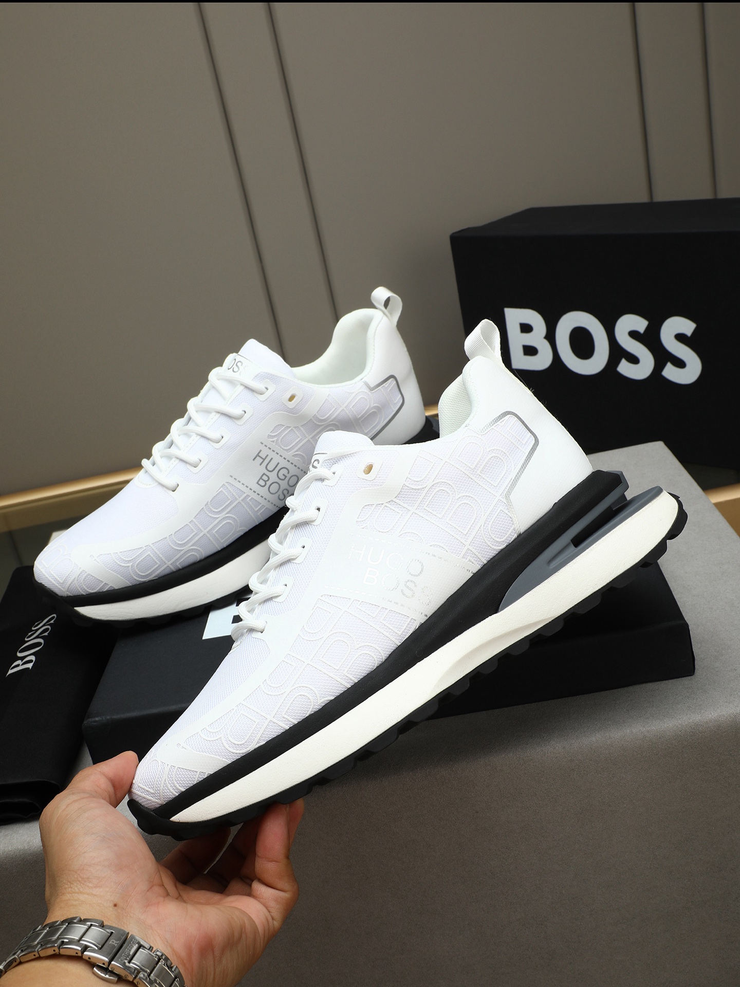 Hugo Boss Men's White Leather Sneakers Comfortable Breathable Shoes Size 38-44 3 i1745312856571 7436 0 1