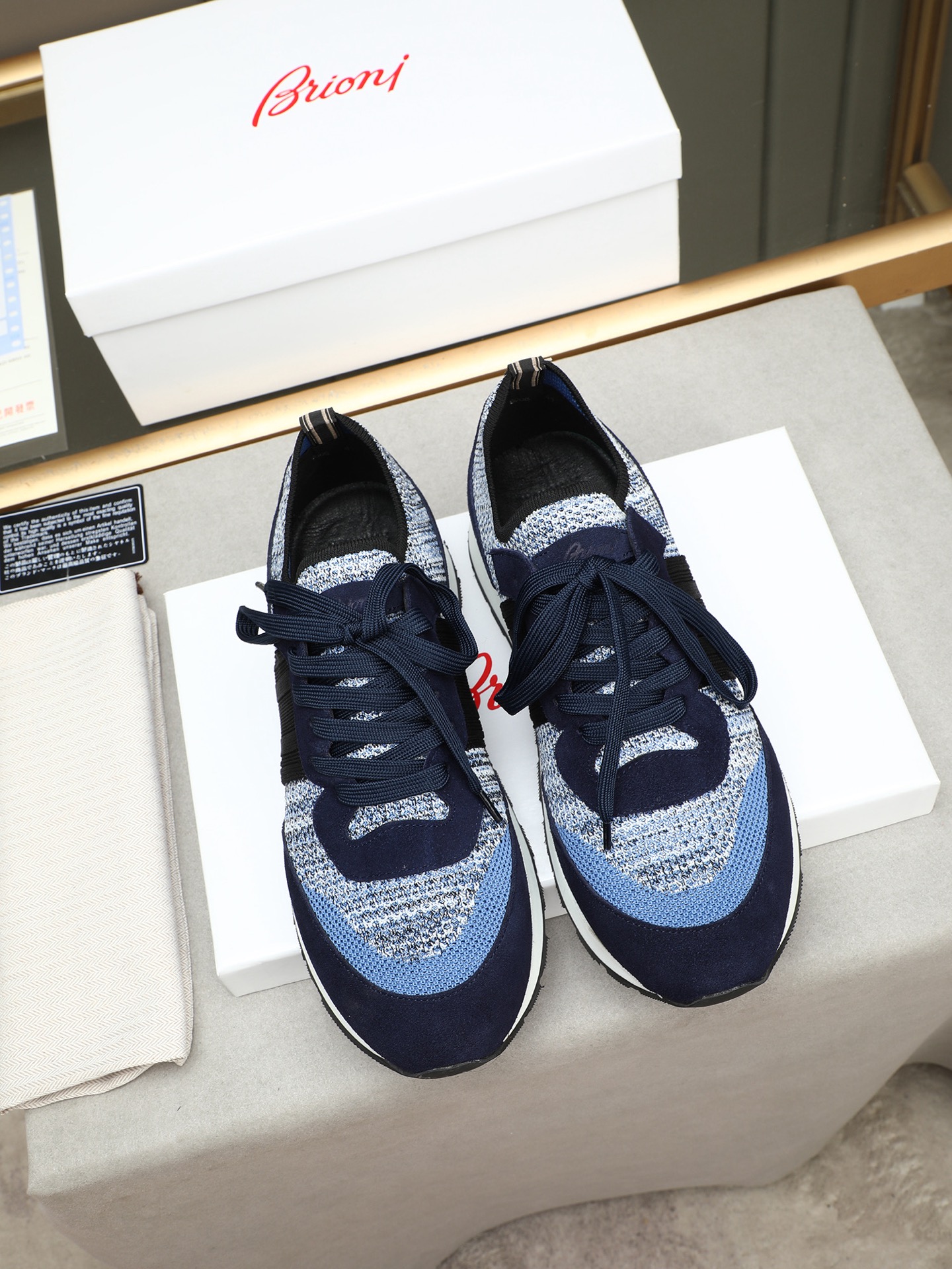 Brioni Men's Wool Blend Sneakers with Nappa Leather Accents - Navy Blue 8 i1745313647964 2360 0 6