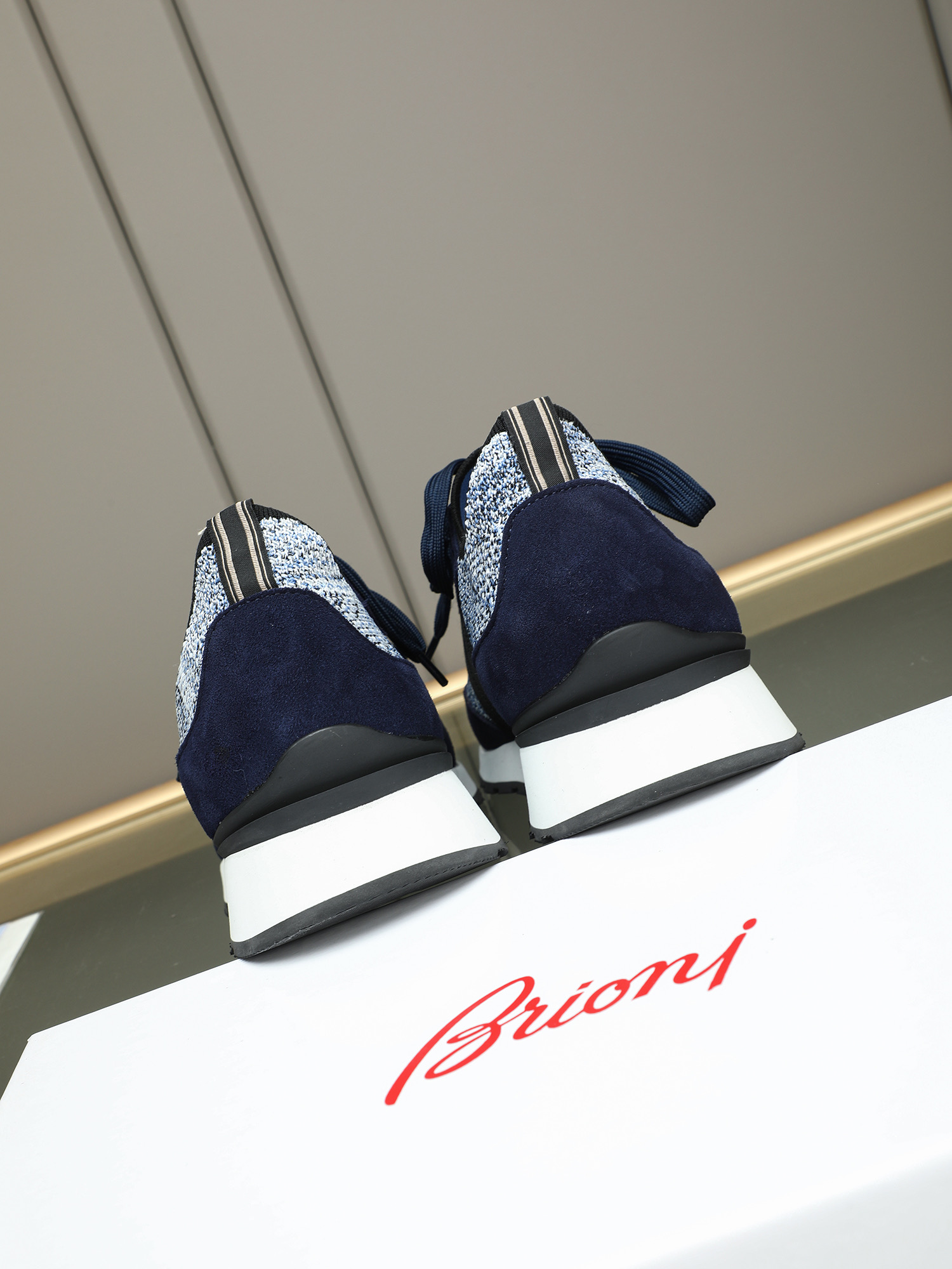 Brioni Men's Wool Blend Sneakers with Nappa Leather Accents - Navy Blue 6 i1745313648706 2633 0 4
