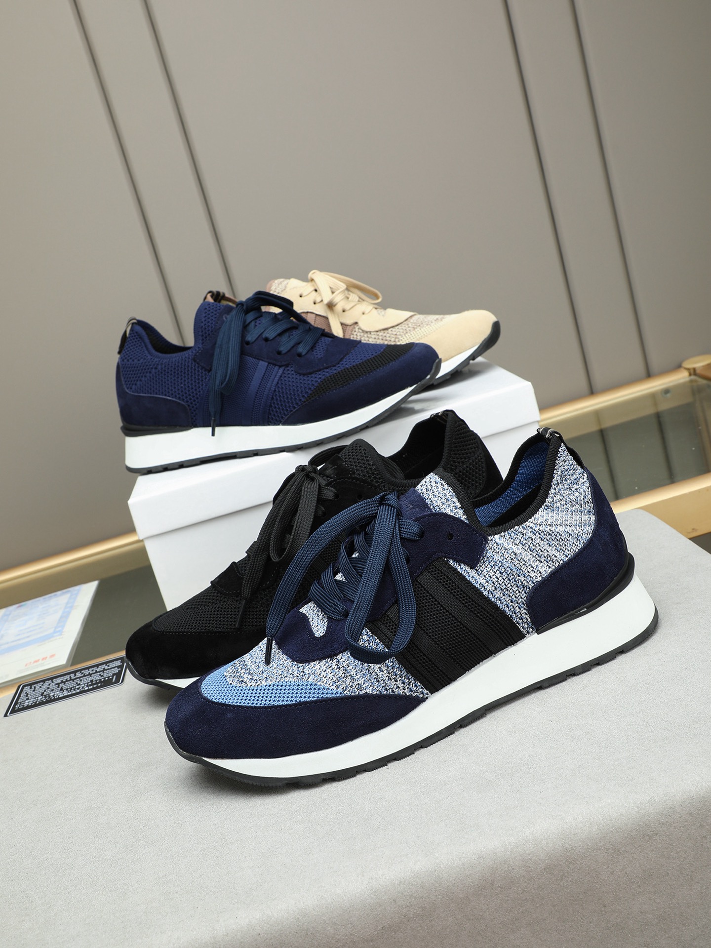 Brioni Men's Wool Blend Sneakers with Nappa Leather Accents - Navy Blue 10 i1745313648927 8020 0 8