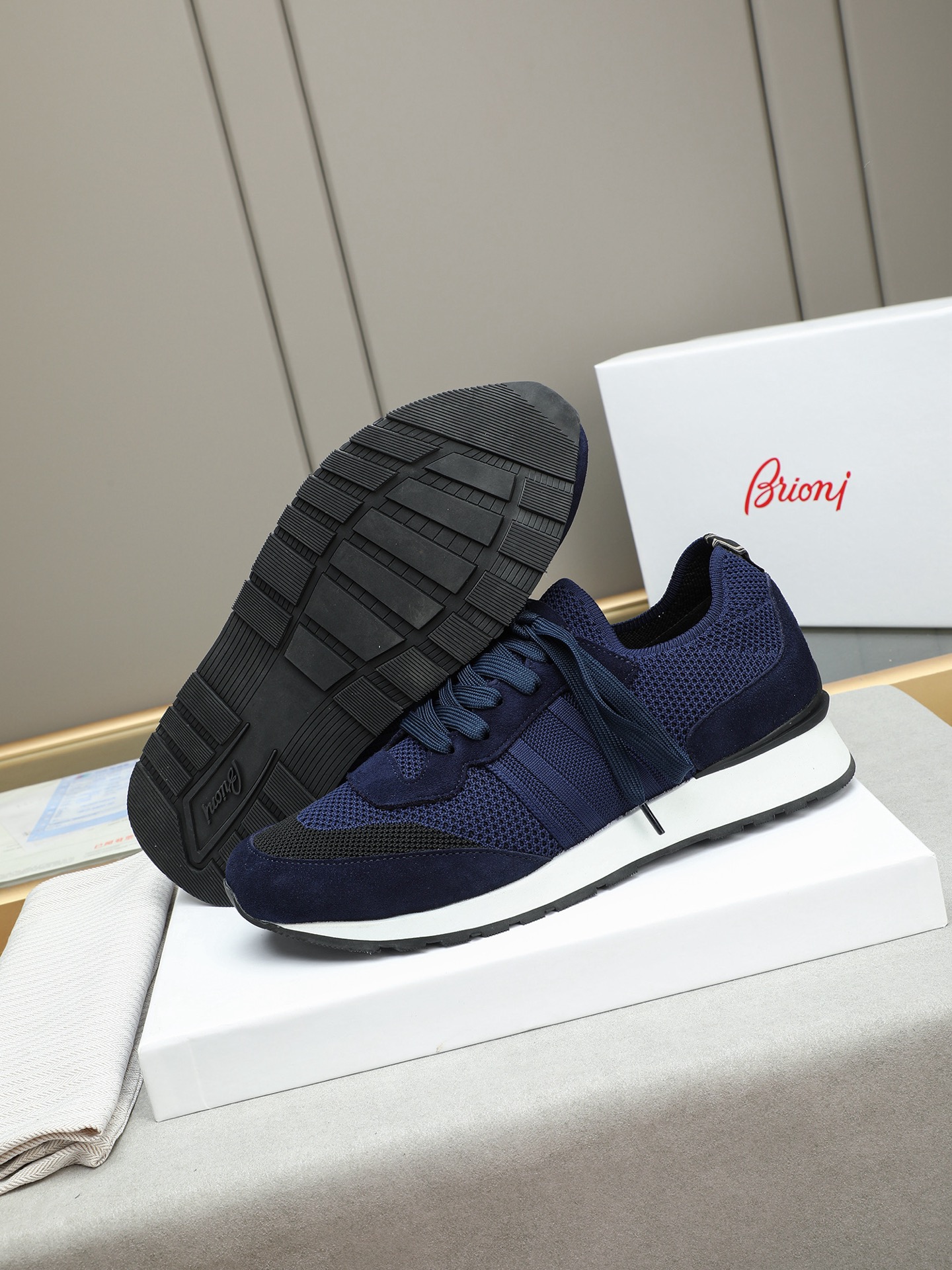 Brioni Men's Wool Blend Sneakers with Nappa Leather and Legion Stripe 4 i1745313668729 5910 0 2