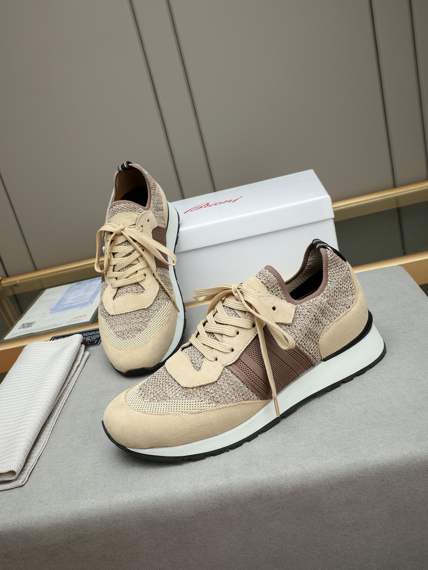 Brioni Men's Wool Blend Sneakers with Nappa Leather Stripes - Size 38-44 9 i1745313683156 8984 0 7