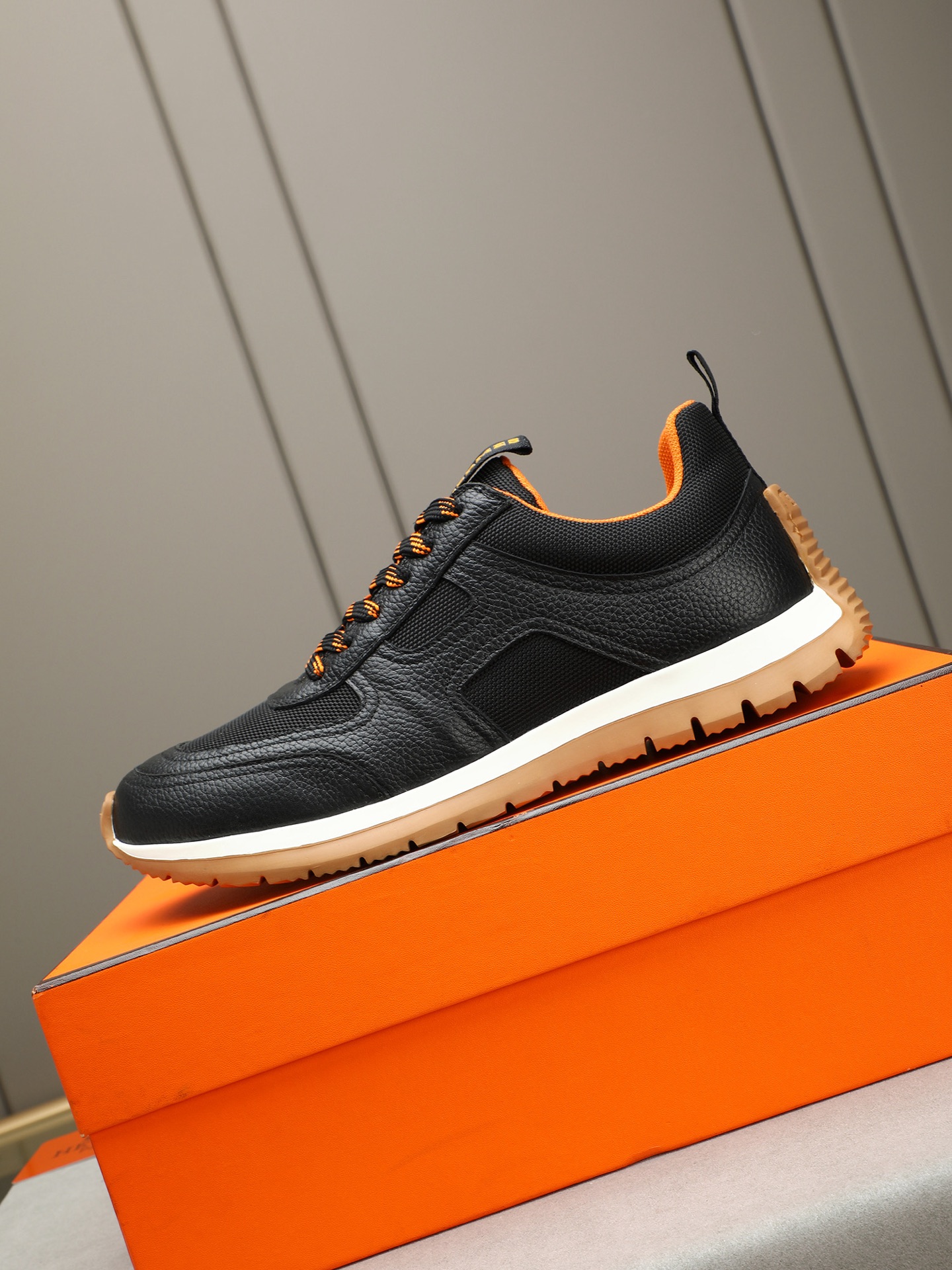 Hermes Men's Black Leather & Mesh Lightweight Sneakers, Sizes 38-44 7 i1745482135116 3215 0 5