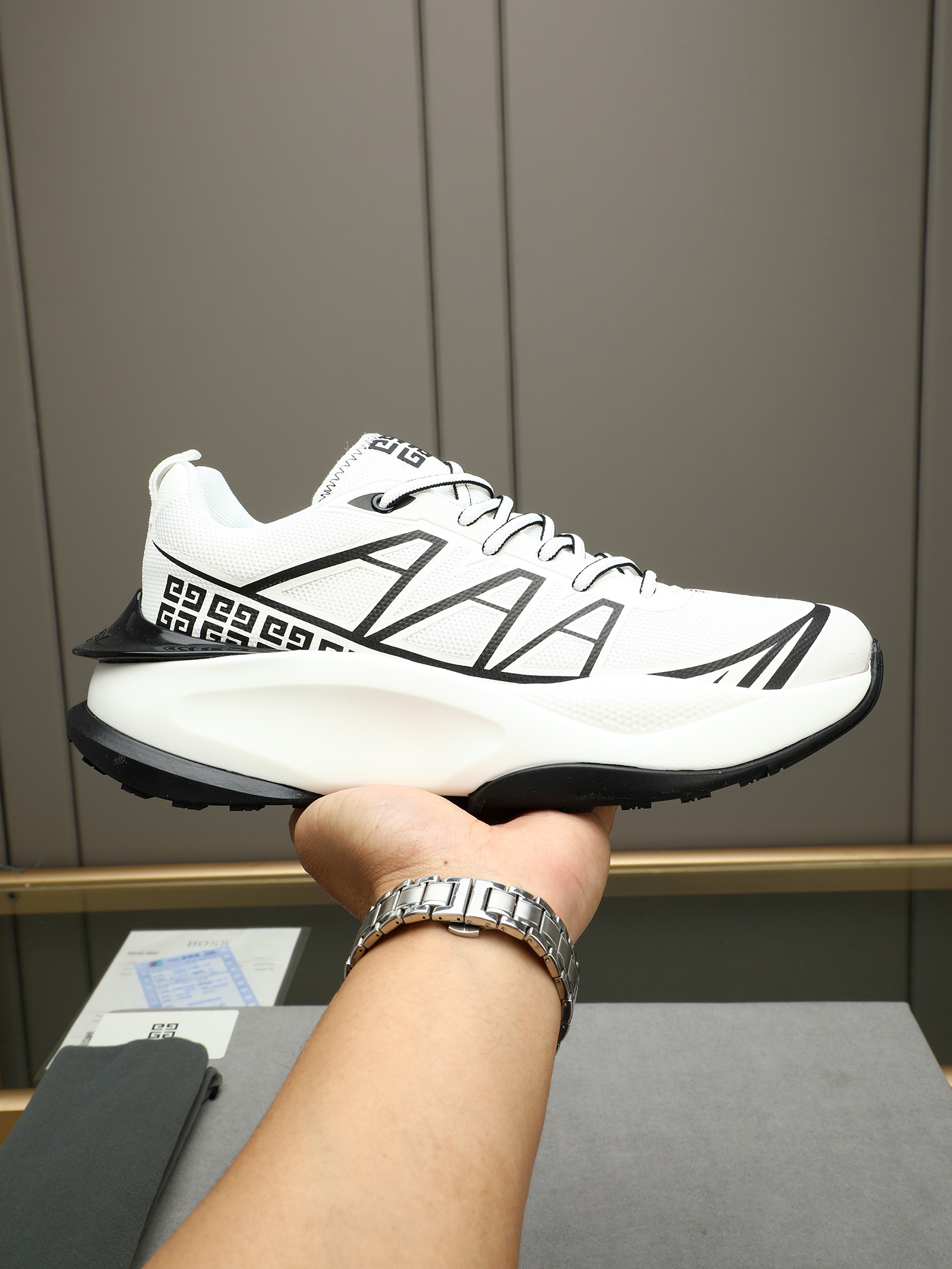 Givenchy GIV1 Men's White Leather & Mesh Lace-Up Sneakers 2 i1745482359017 3223 0 0