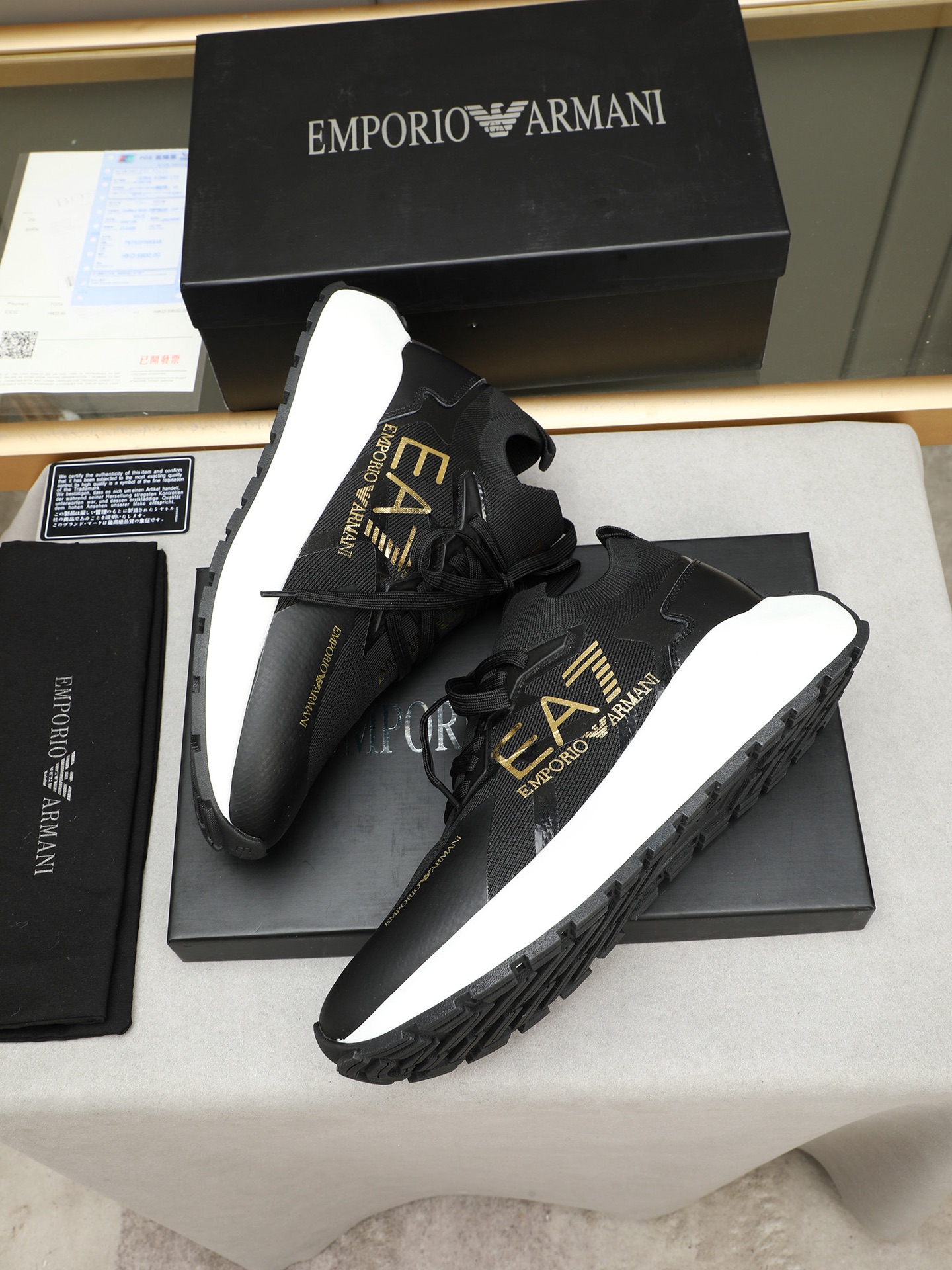 Emporio Armani Men's Black Knit Sneakers with Logo, Sizes 38-44 7 i1745483439600 1686 0 5