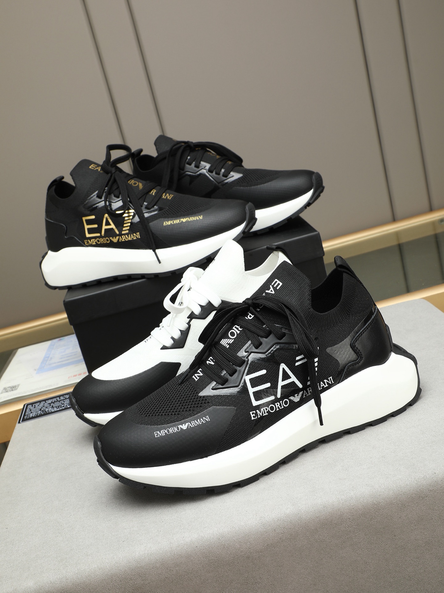 Emporio Armani Men's Black Knit Sneakers with Logo, Sizes 38-44 10 i1745483440508 3575 0 8