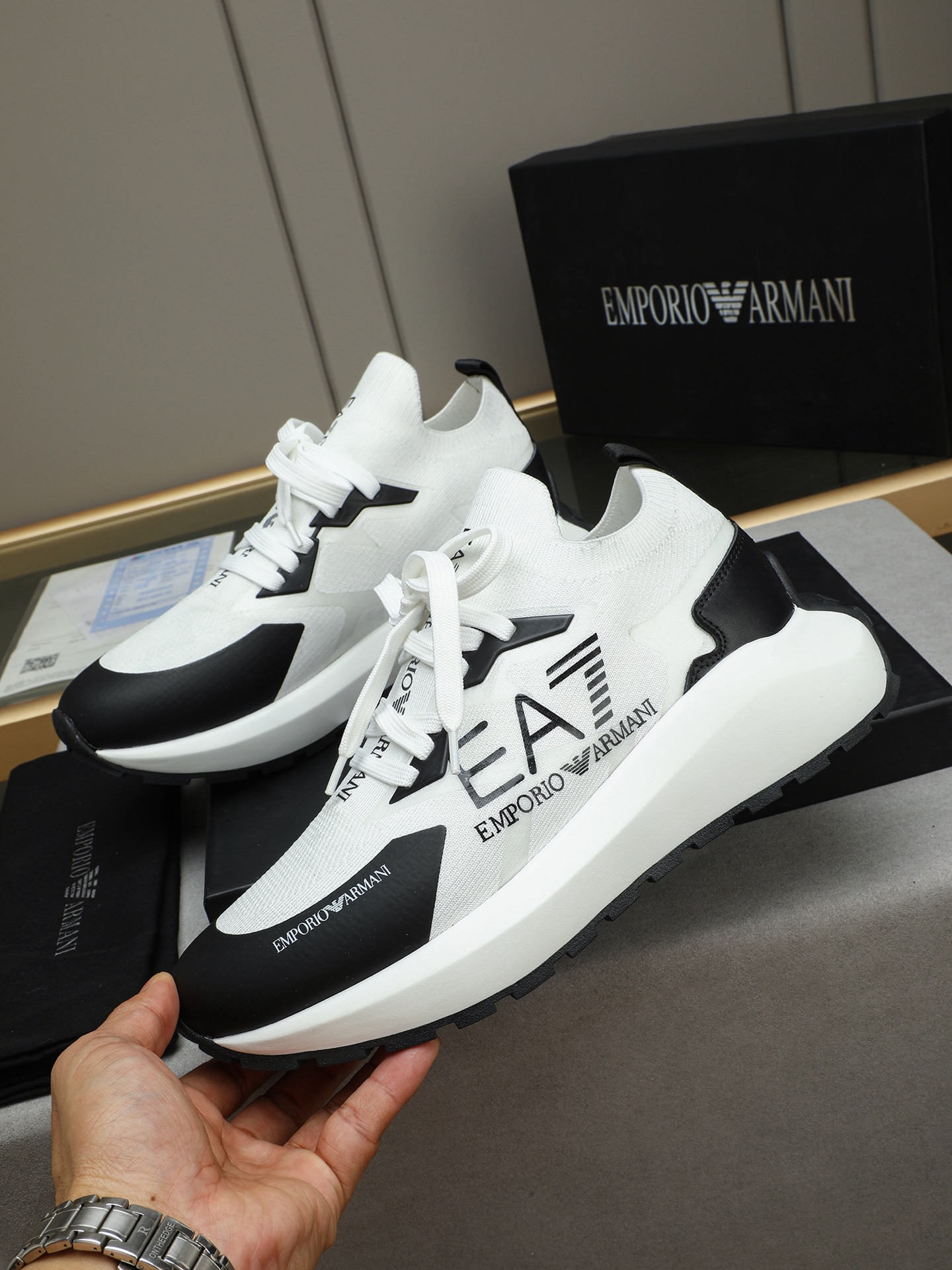 Armani Men's Casual Sneakers, Fly-Knit Upper, Breathable, Comfortable, Sizes 38-44 3 i1745483457892 2313 0 1