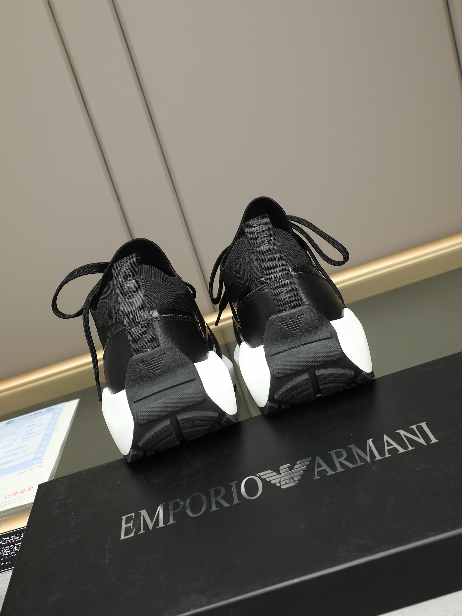 Emporio Armani Men's Black Woven Sneakers With White Sole, Sizes 38-44 6 i1745483499904 9170 0 4