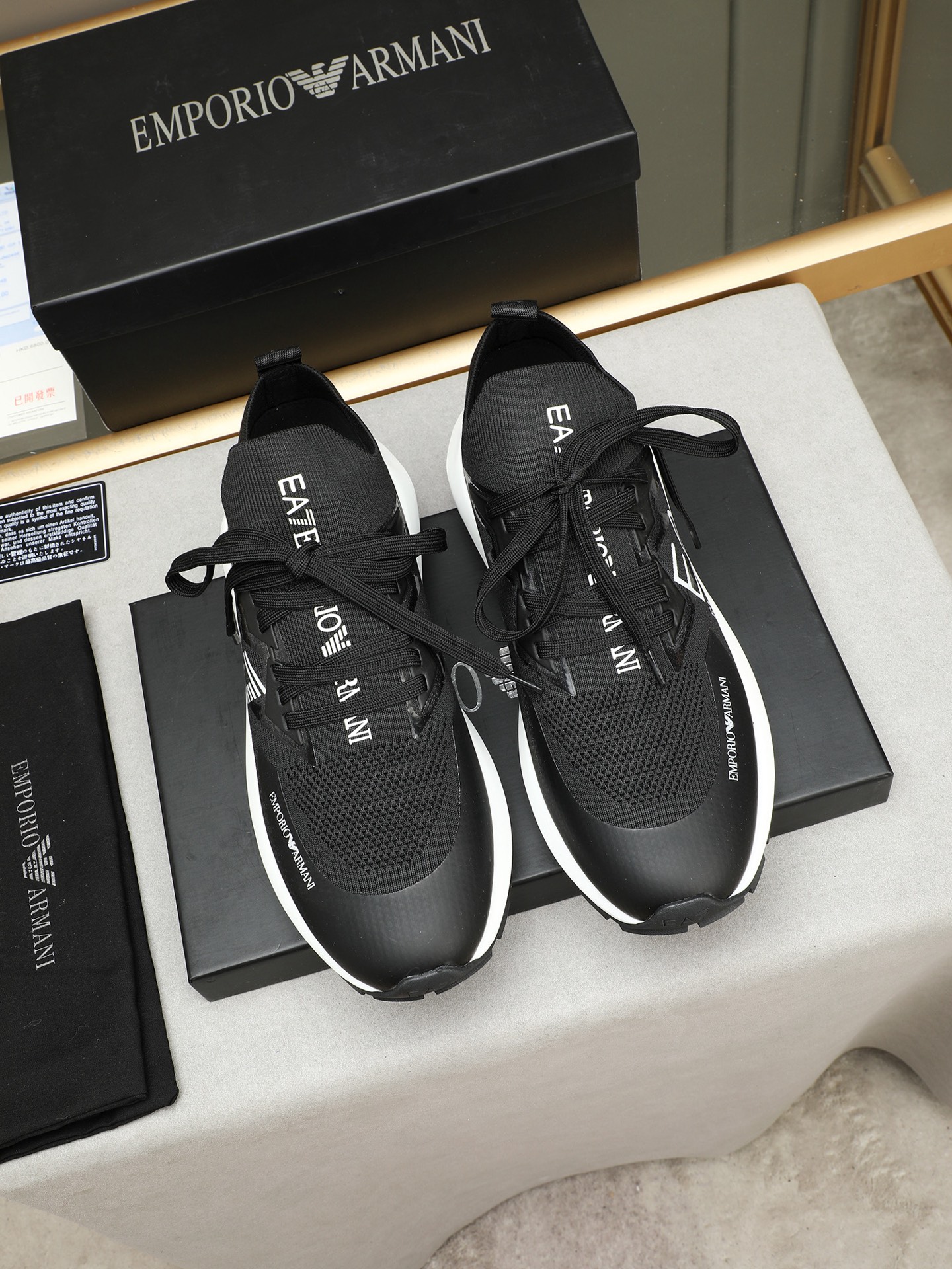 Emporio Armani Men's Black Woven Sneakers With White Sole, Sizes 38-44 8 i1745483500179 1052 0 6