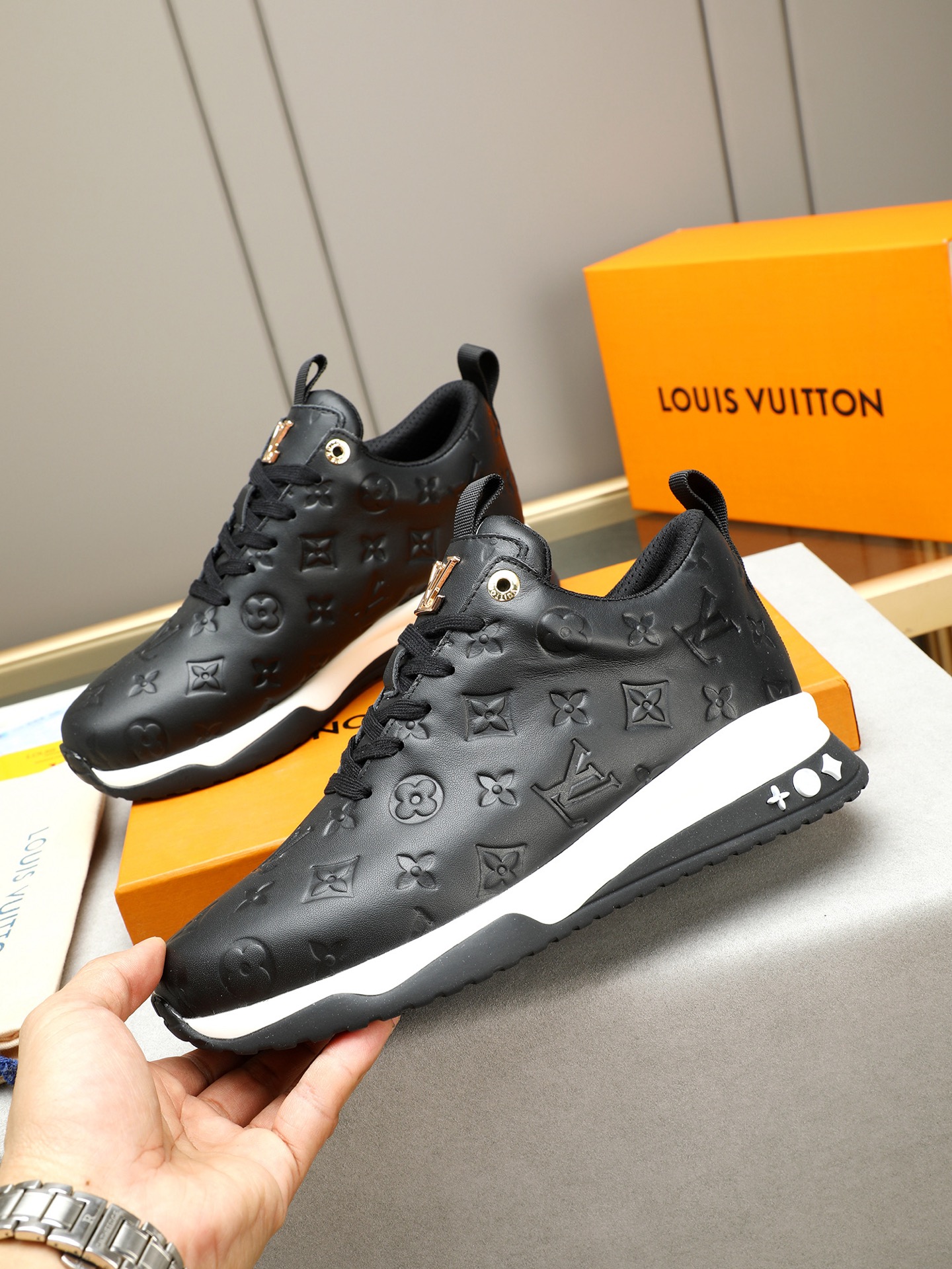 Louis Vuitton Black Leather Monogram Embossed Sneakers 3 i1745483903357 9562 0 1