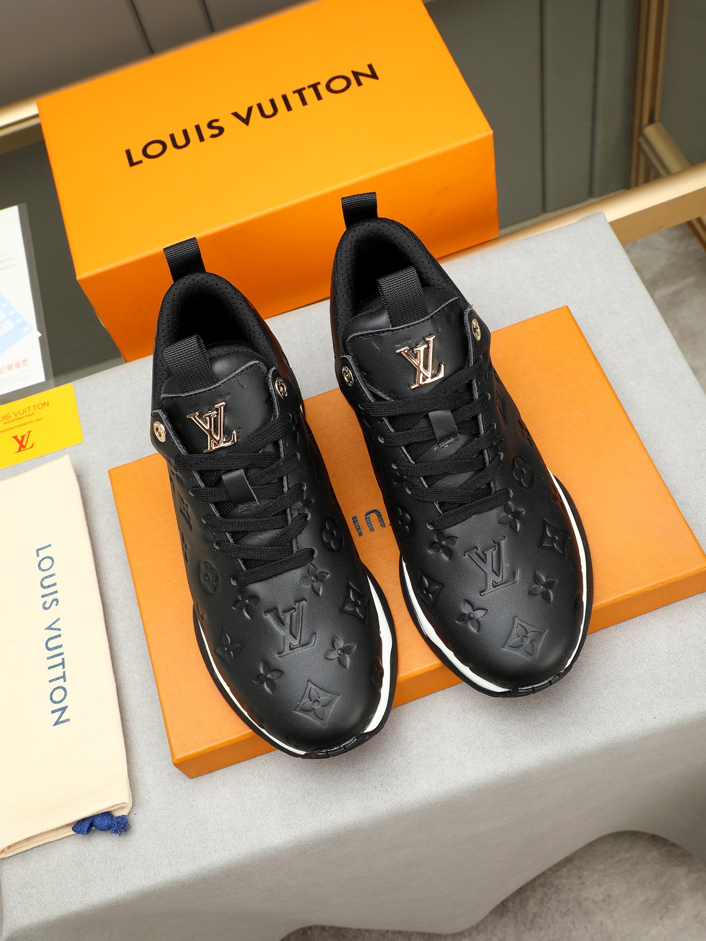 Louis Vuitton Black Leather Monogram Embossed Sneakers 8 i1745483903394 4535 0 6