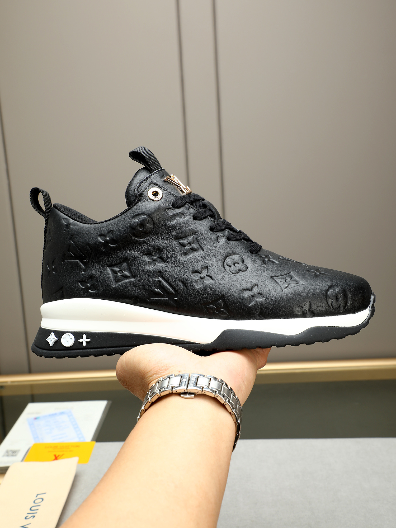 Louis Vuitton Black Leather Monogram Embossed Sneakers 2 i1745483903976 2832 0 0