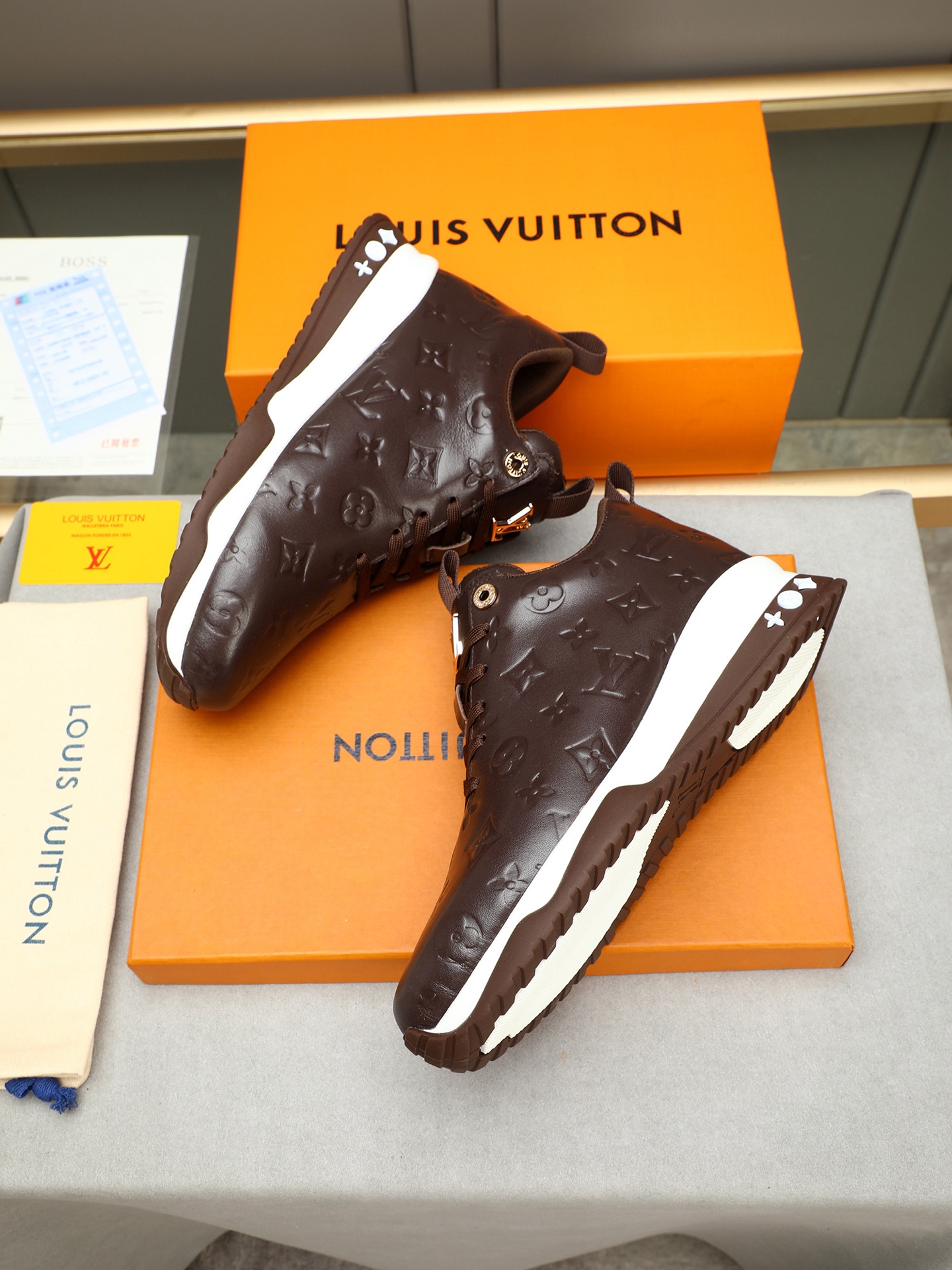 Louis Vuitton Men's Brown Leather Embossed Monogram Sneakers Size 39-44 9 i1745483922280 1751 0 7