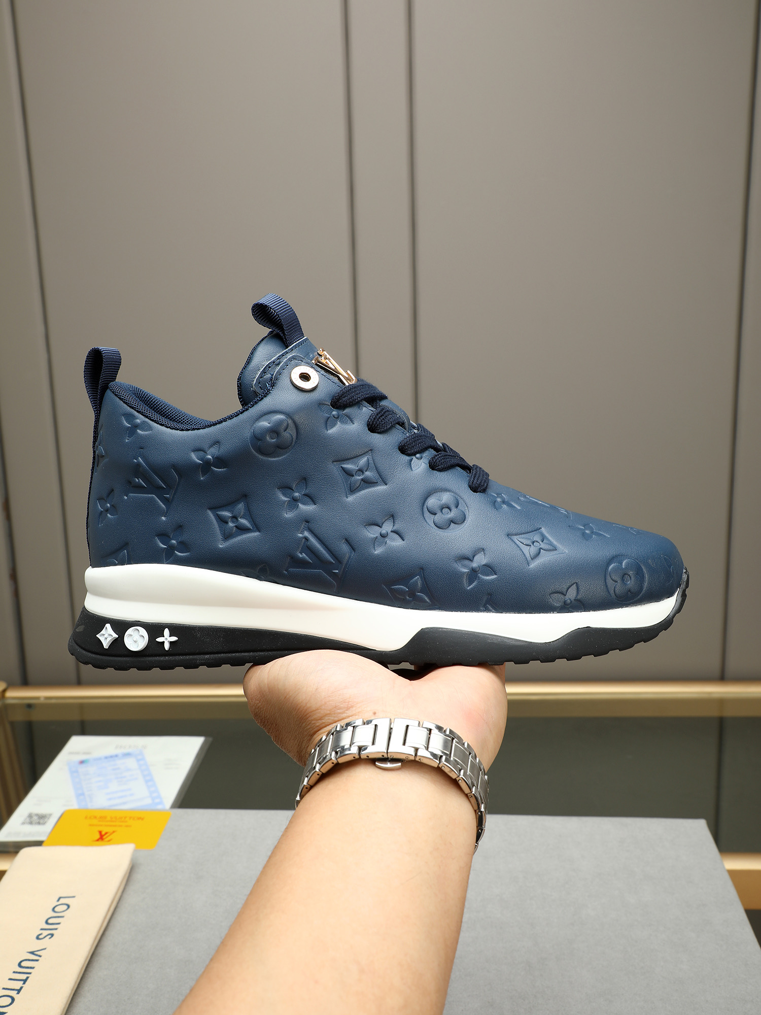 Louis Vuitton Men's Blue Leather Run Away Sneakers, Size 39-44 2 i1745483964411 1017 0 0