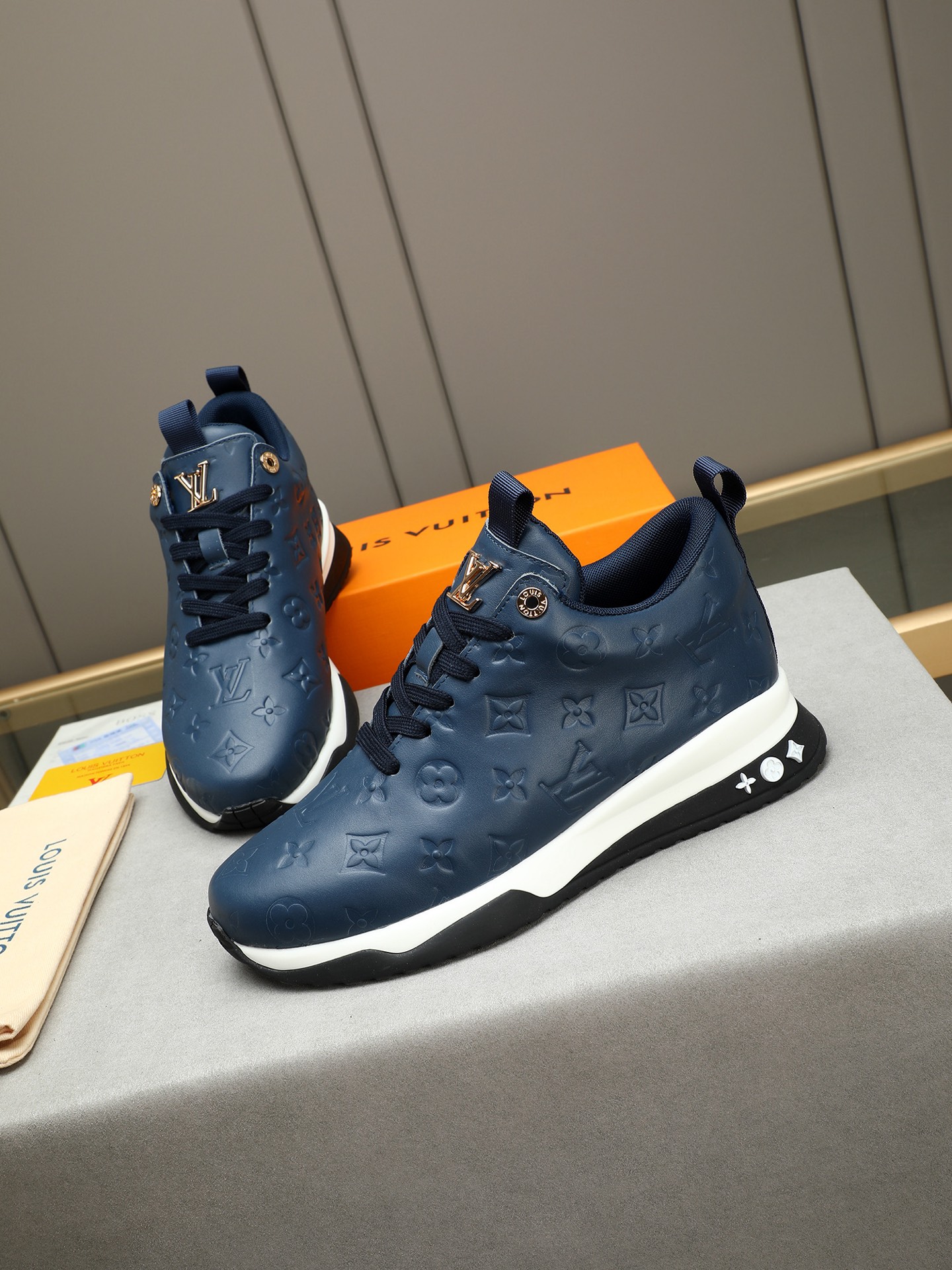 Louis Vuitton Men's Blue Leather Run Away Sneakers, Size 39-44 10 i1745483964668 6874 0 8